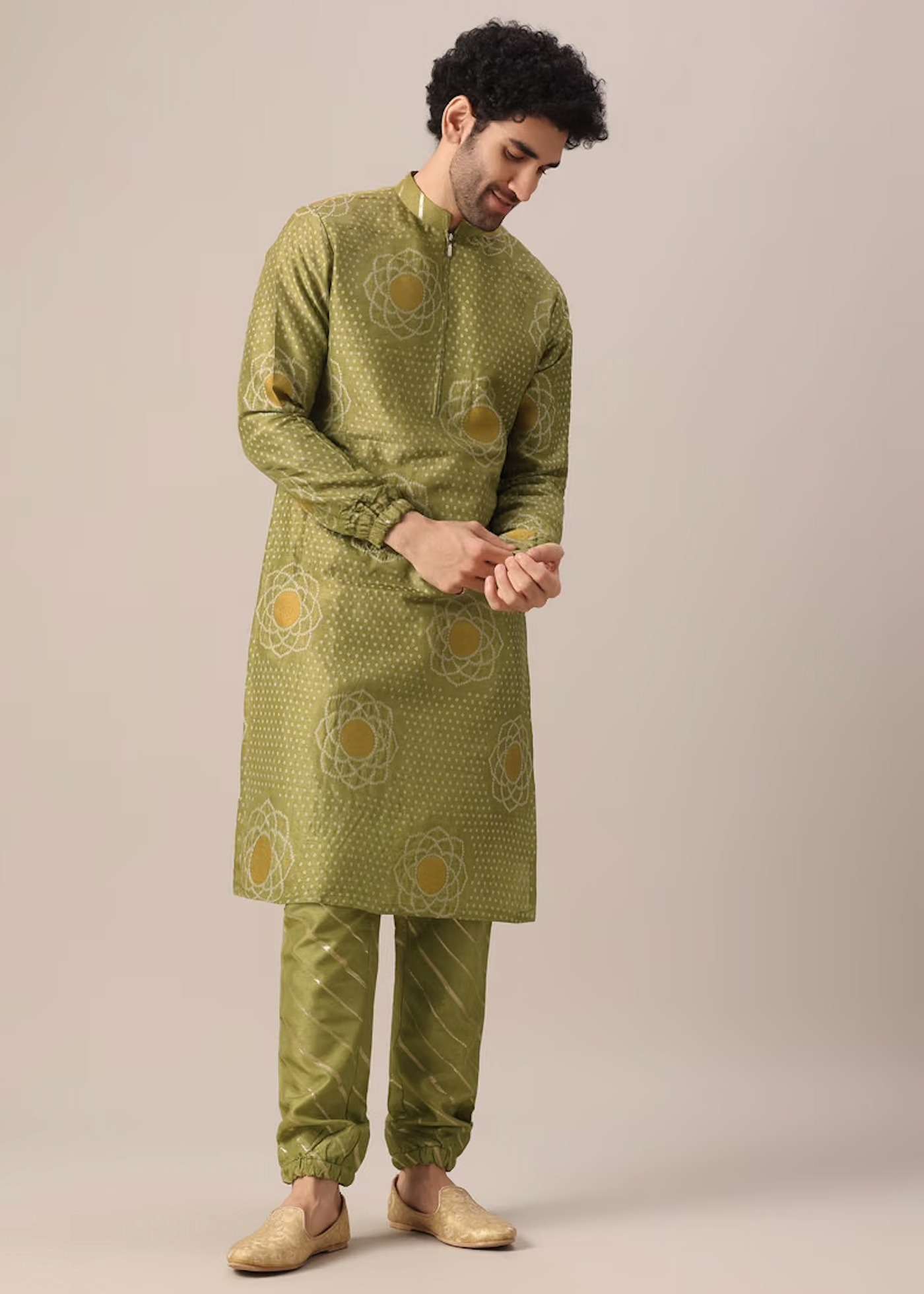 Green Printed Kurta Set Image - 0