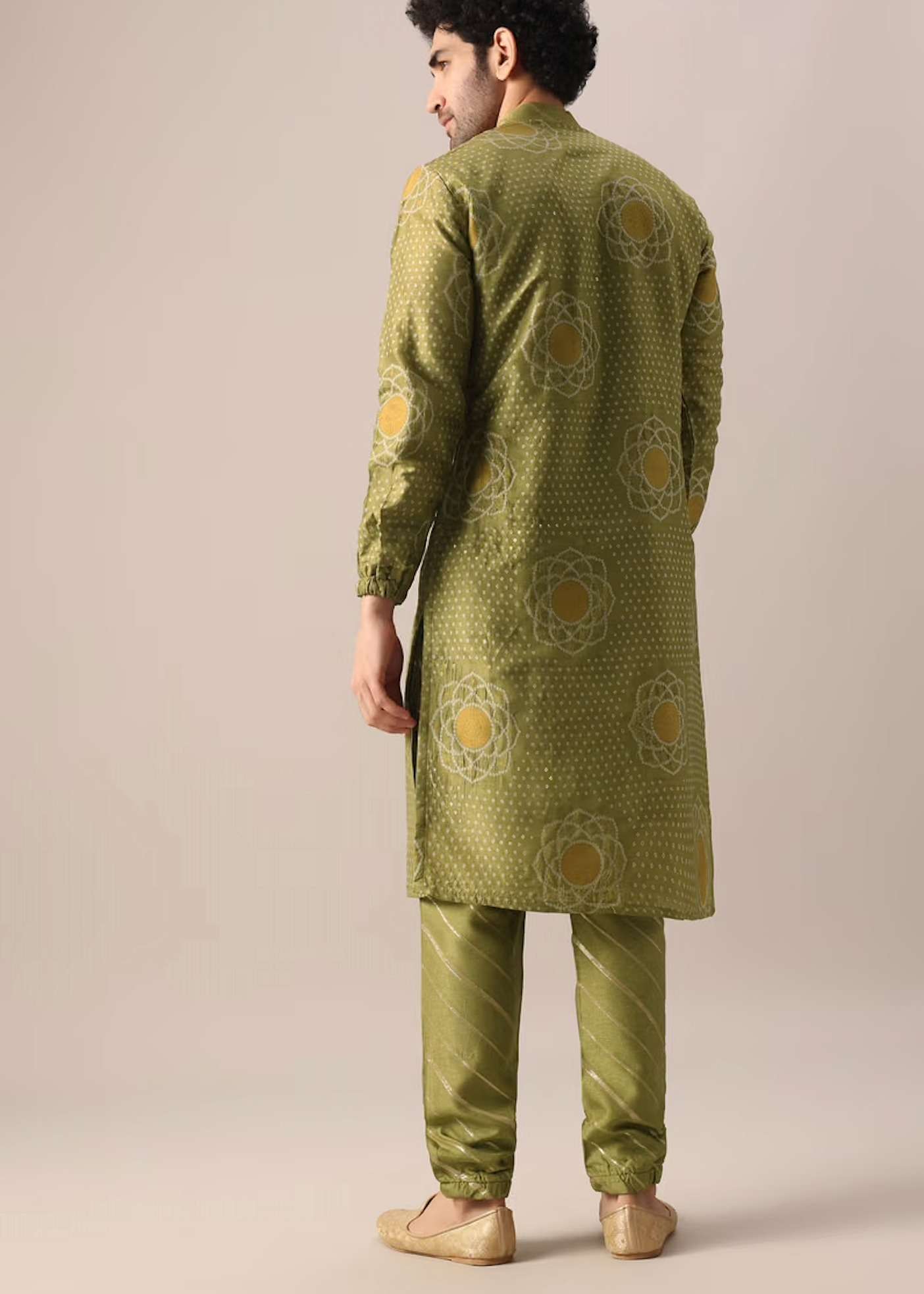Green Printed Kurta Set Image - 2