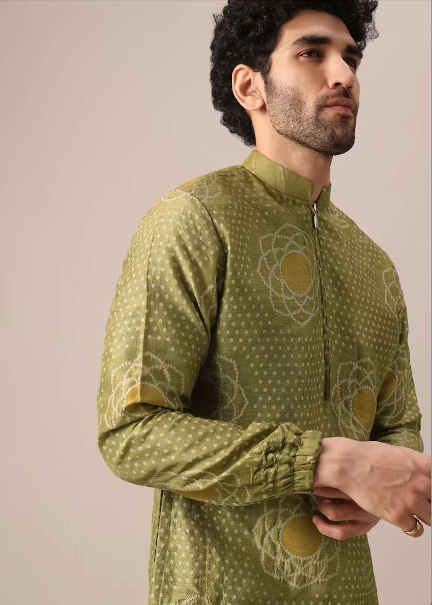 Green Printed Kurta Set Image - 4
