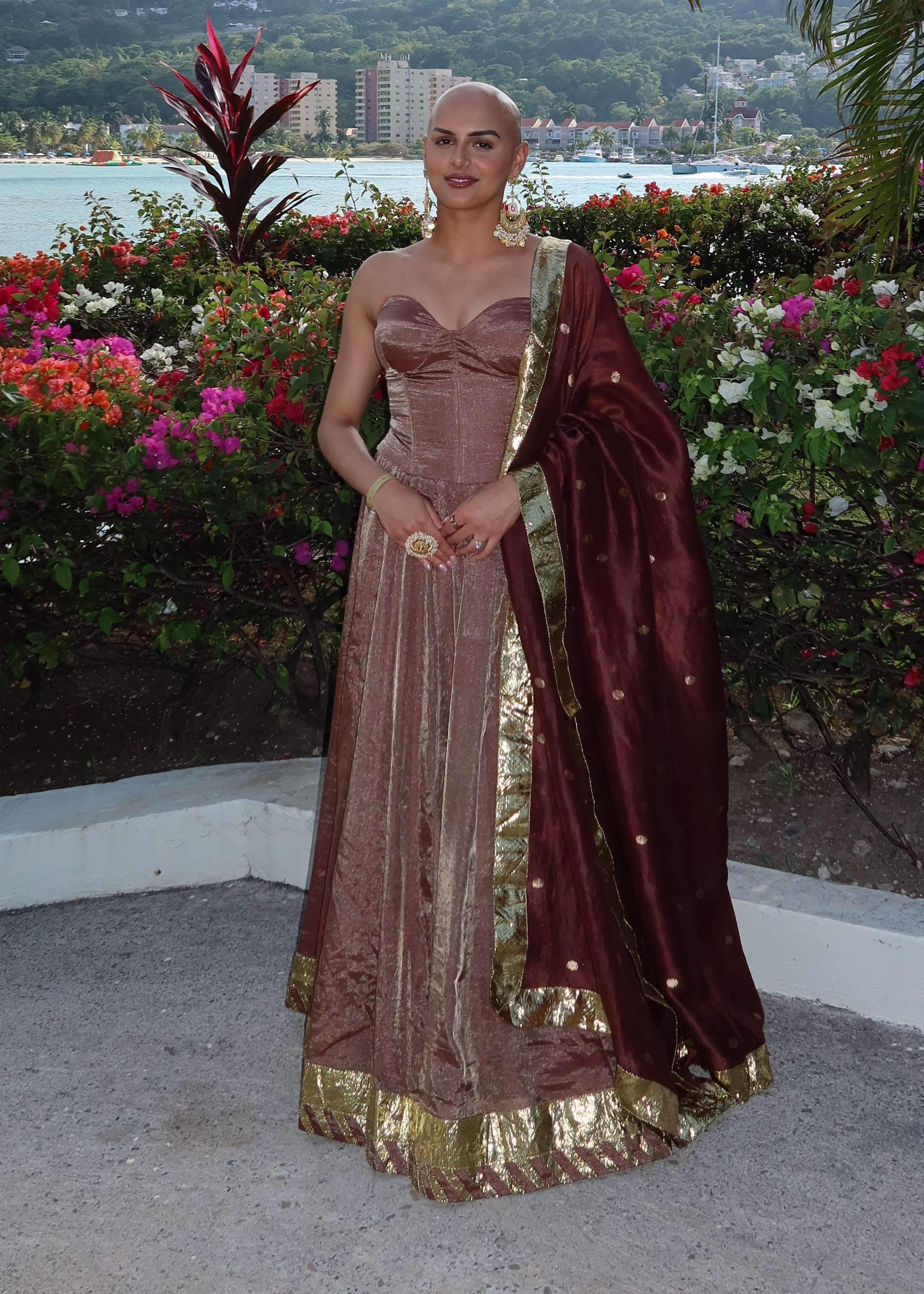 Brown Tissue Silk Lehenga Set Image - 0