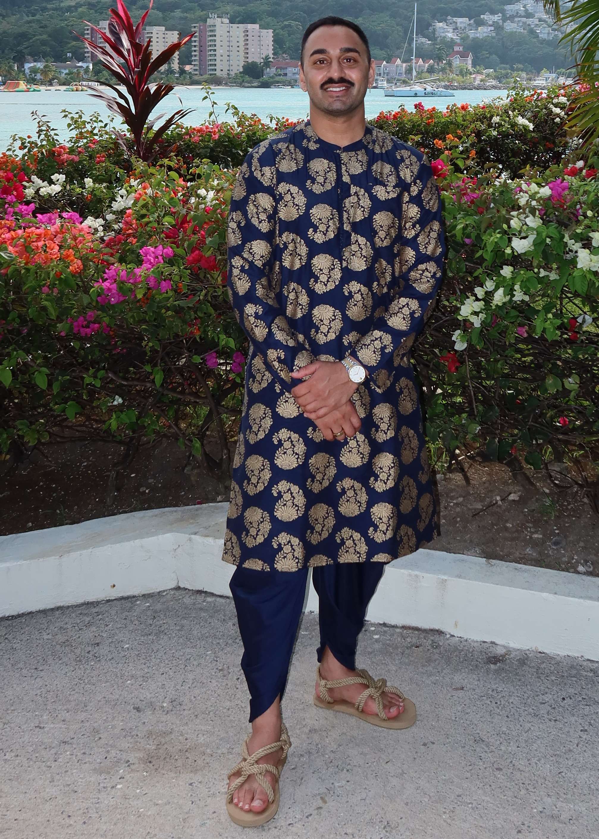 Dark Navy Printed Kurta Set Image - 0