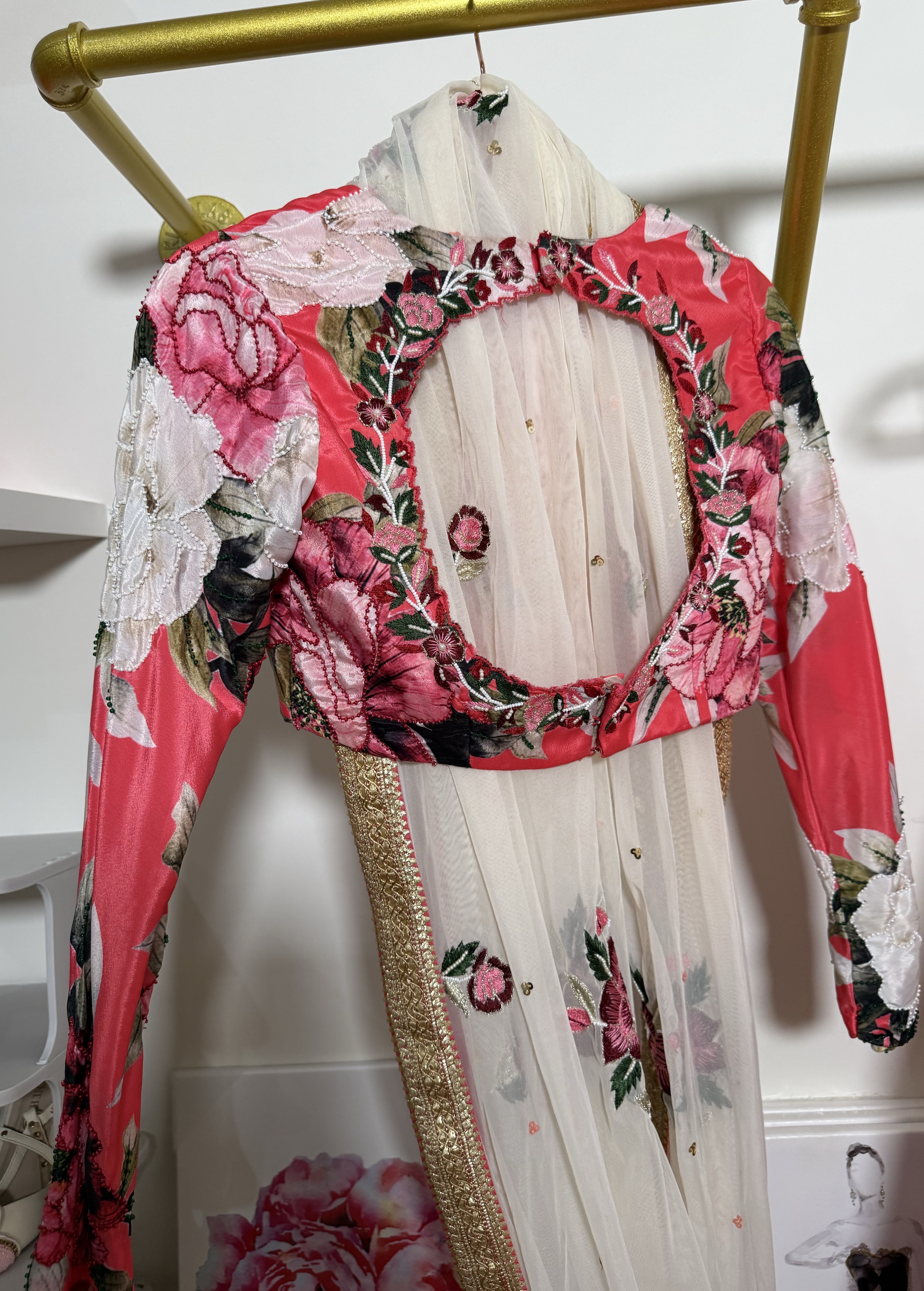 Hot Pink/Red Floral Lehenga Set Image - 2