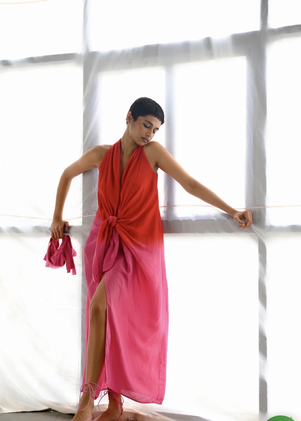 Ituvana Silk Tie Up Dress Image - 0