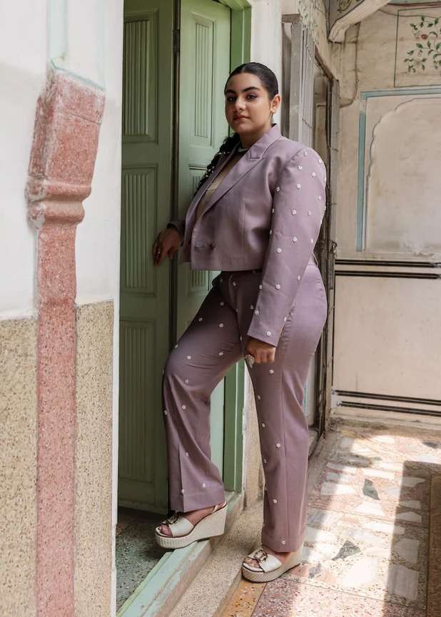 Lavendar Sitara Blazer Set Image - 0