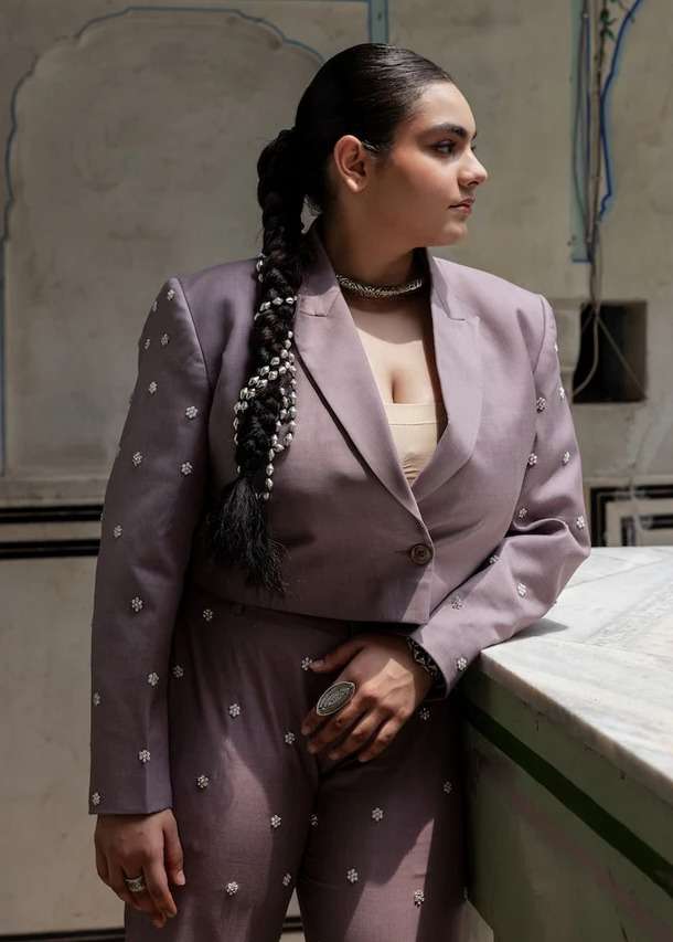 Lavendar Sitara Blazer Set Image - 1