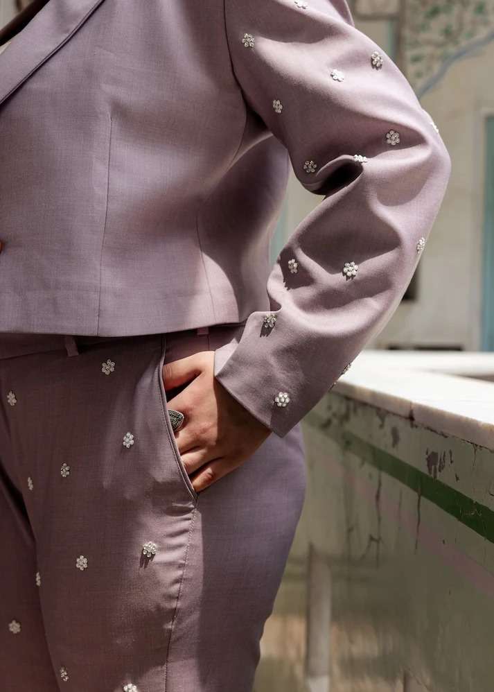 Lavendar Sitara Blazer Set Image - 3