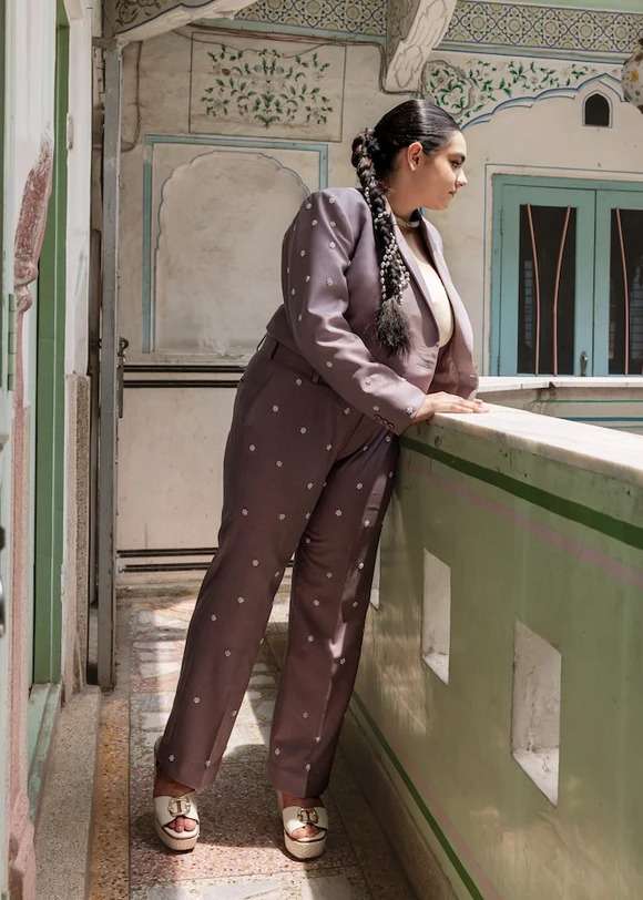 Lavendar Sitara Blazer Set Image - 4