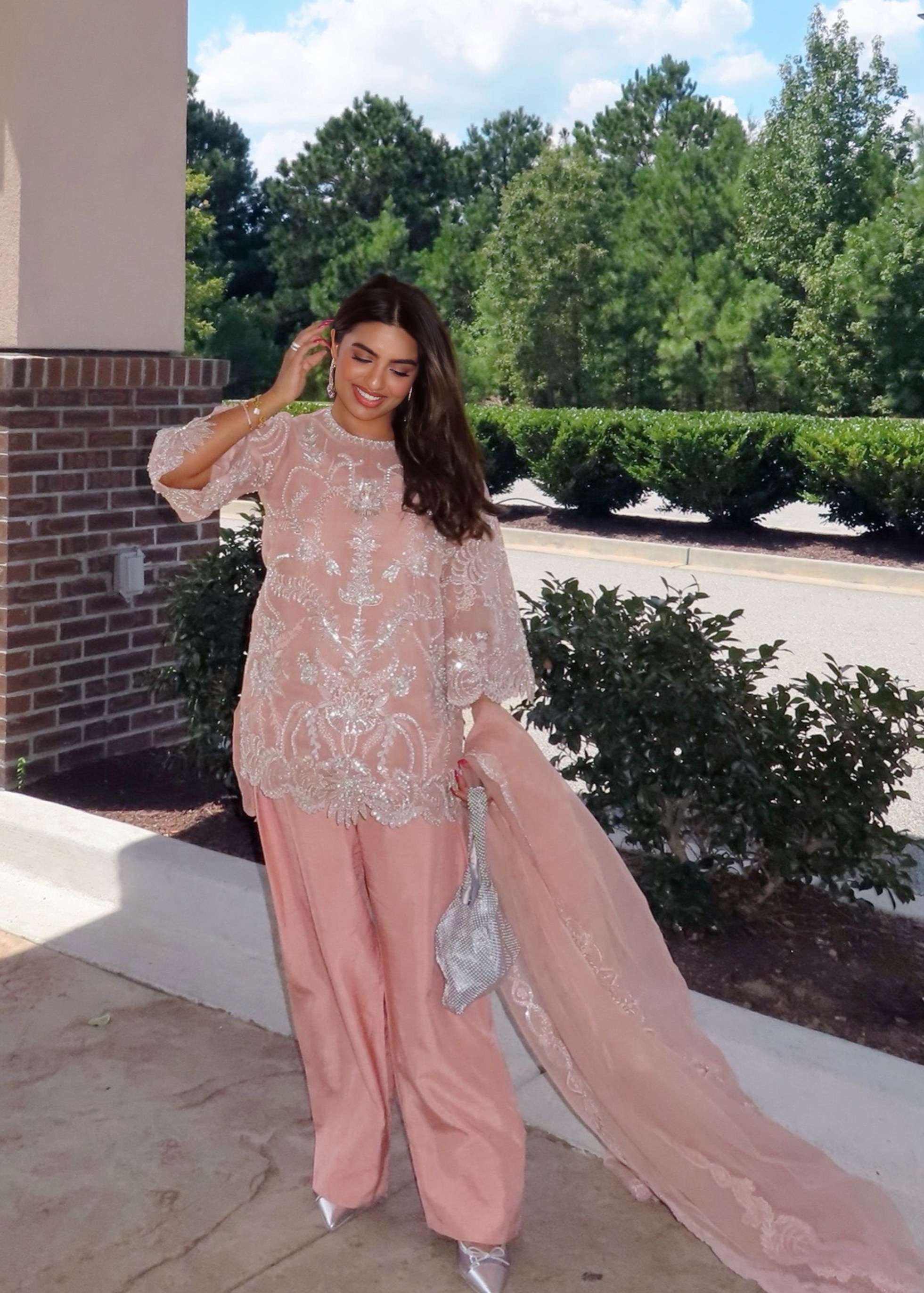 Pink Embellished Farsi Salwar Suit Image - 1