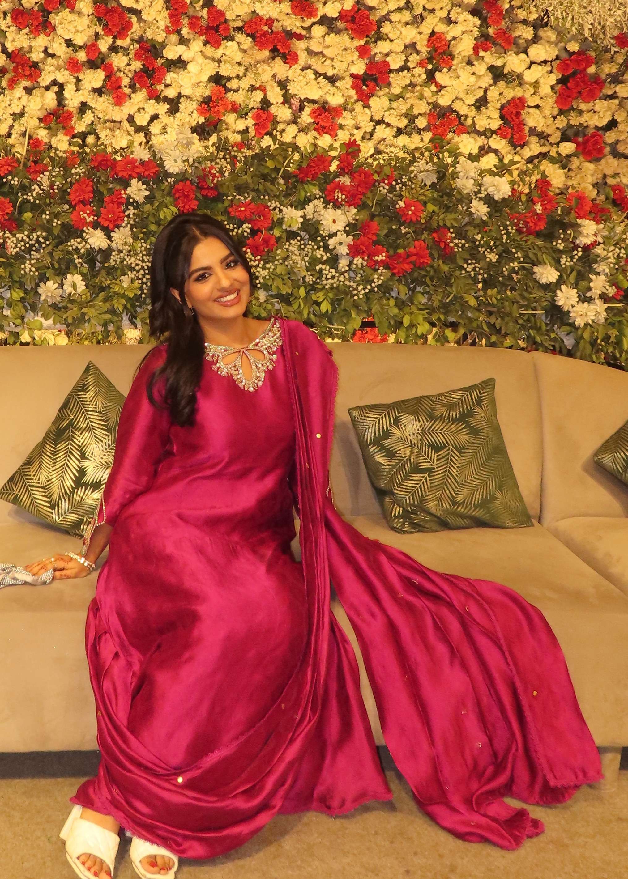 Magenta Drape Dress Image - 3