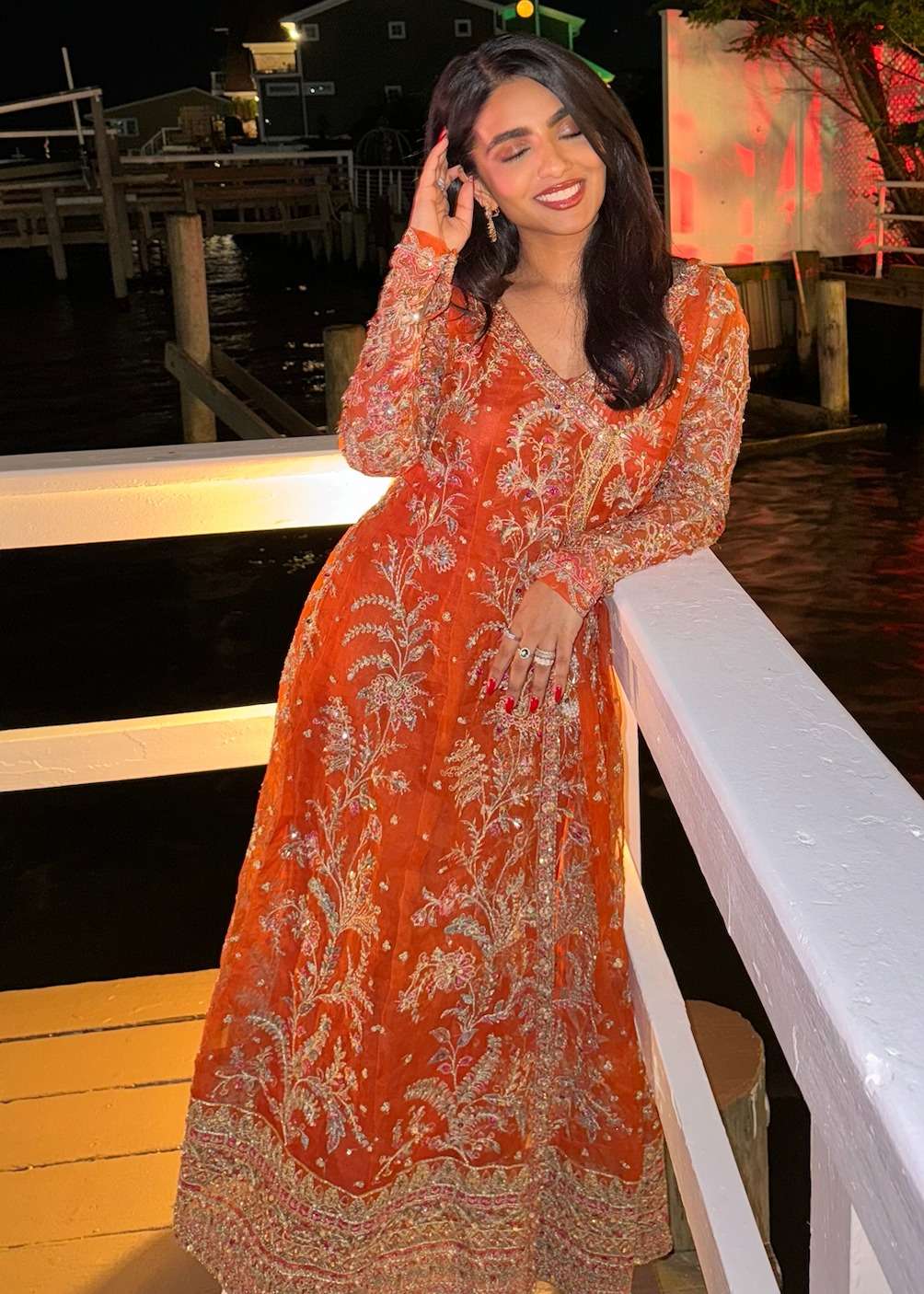 Orange Anarkali Image - 1