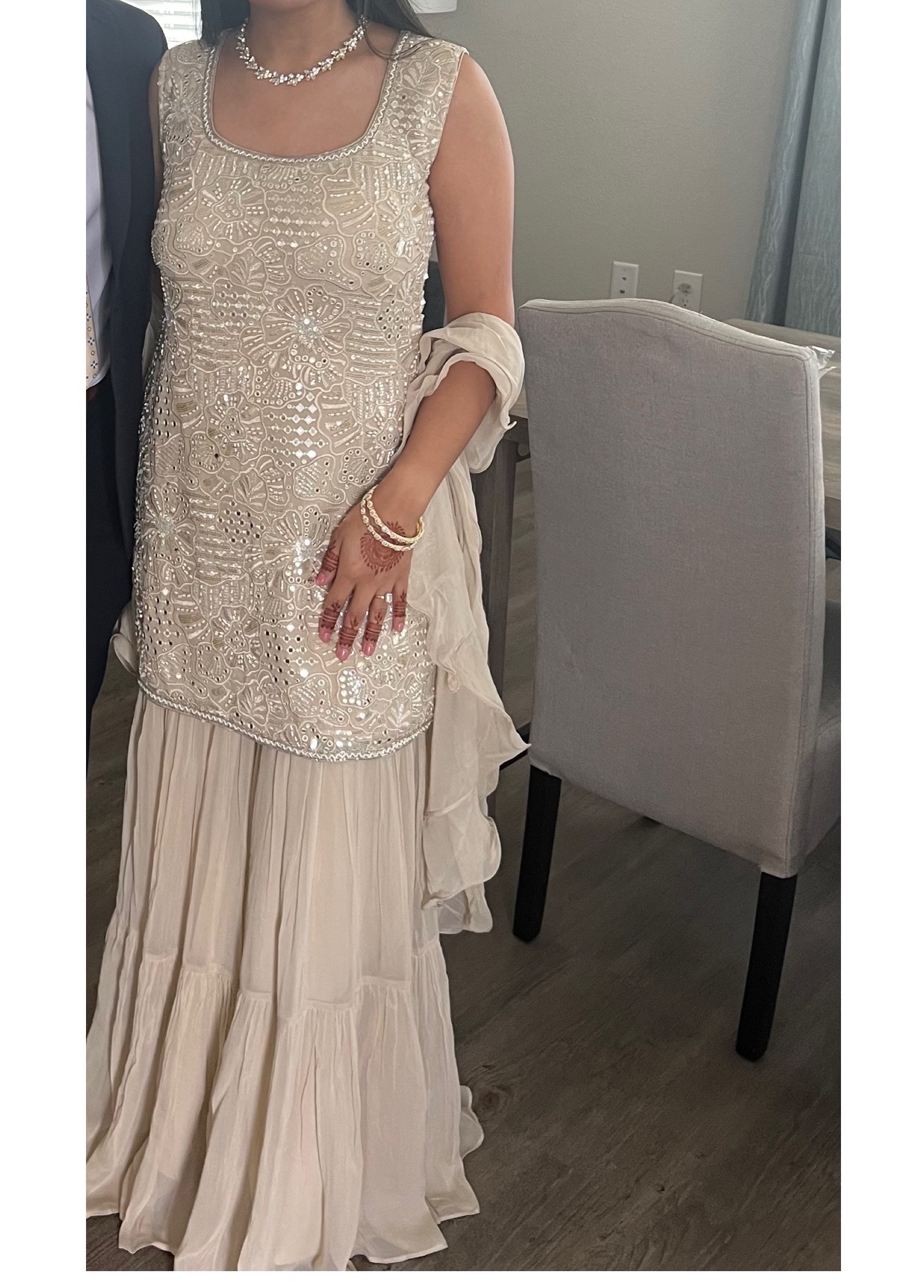 Ivory Embellished Sharara Set Image - 0