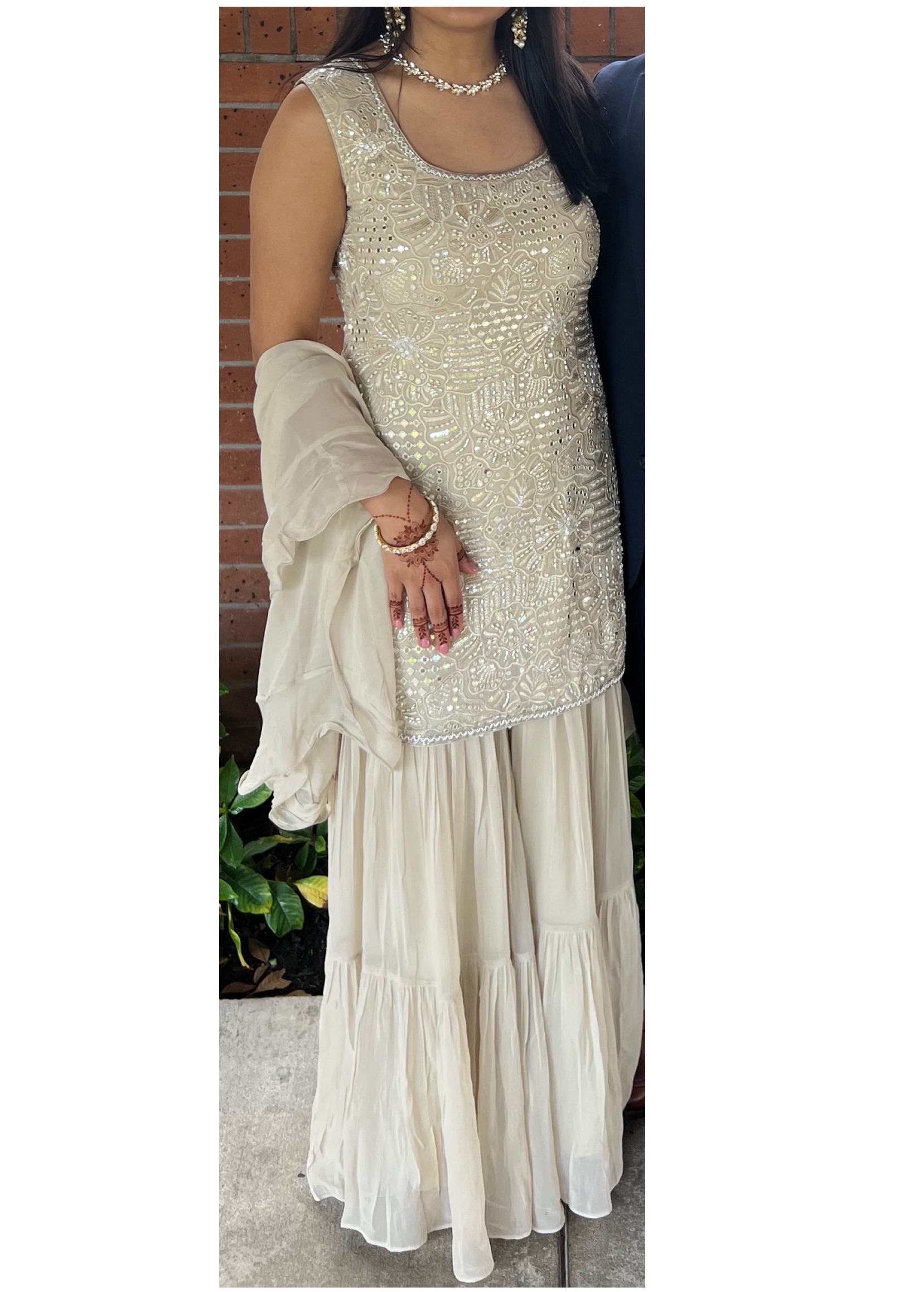 Ivory Embellished Sharara Set Image - 1