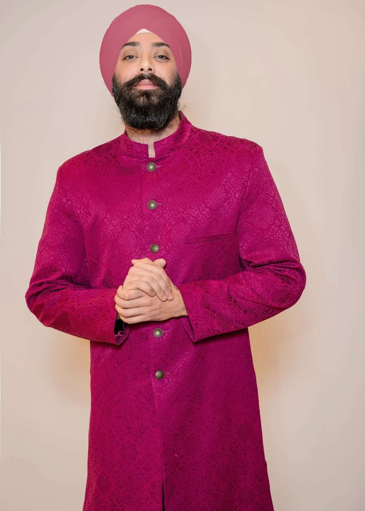 Harbir Flower Motif Sherwani Jacket Image - 1