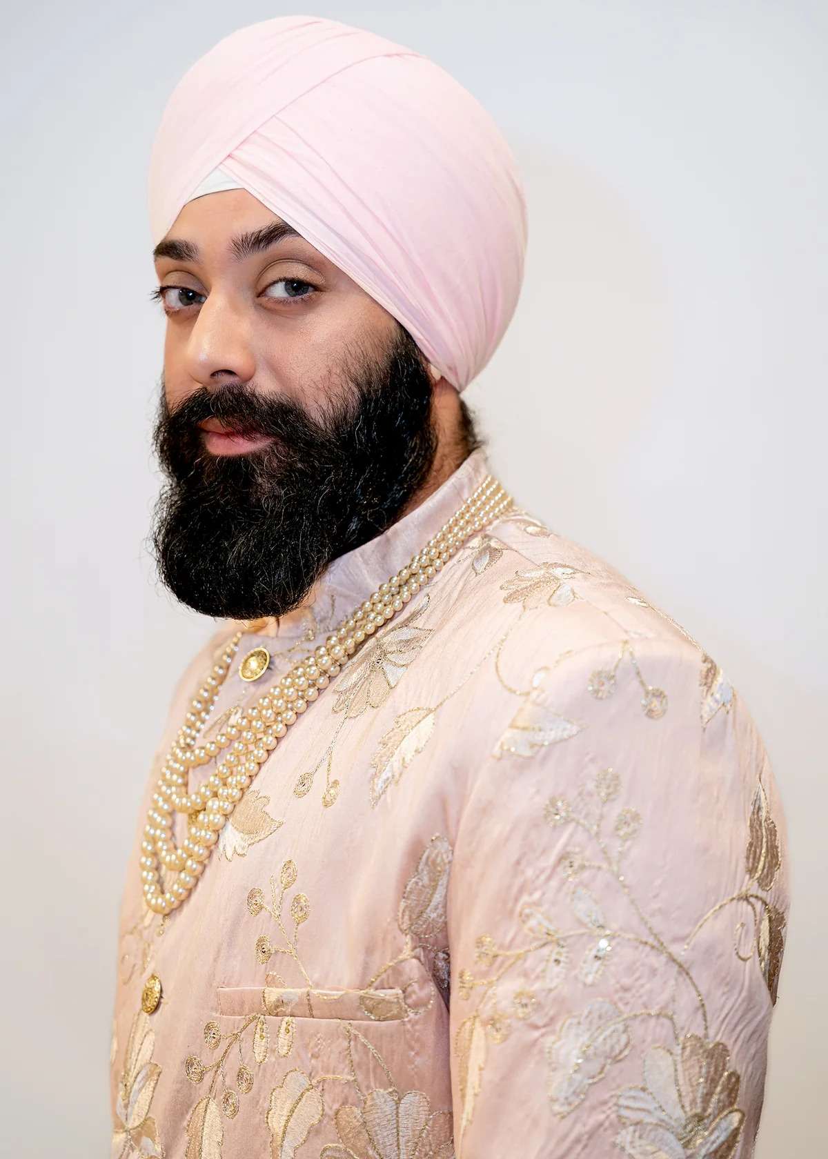 Brij Pink and White Sherwani Jacket Image - 1
