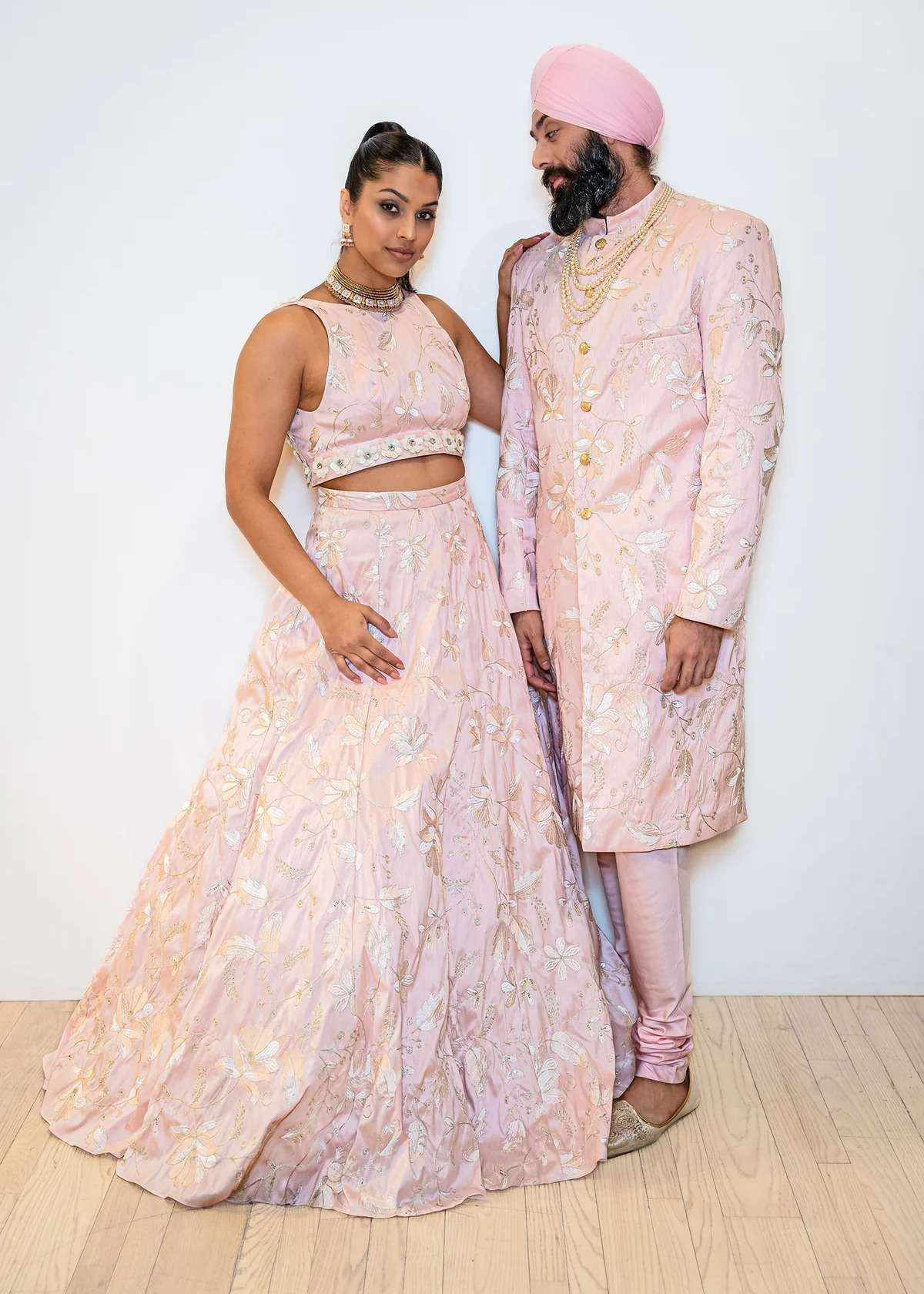 Brij Pink and White Sherwani Jacket Image - 2