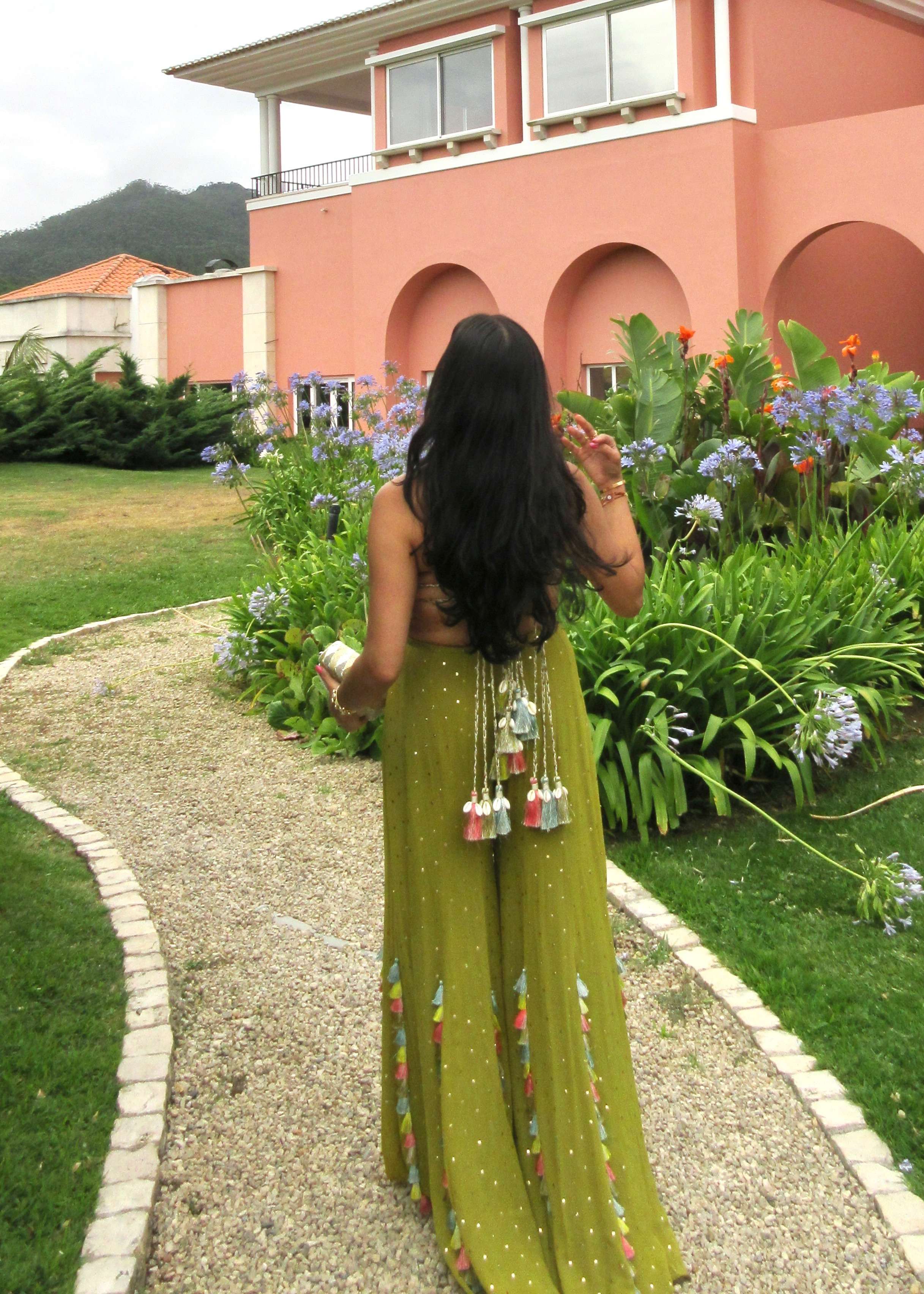 Olive Green Back Tie-Up Sharara Set Image - 1