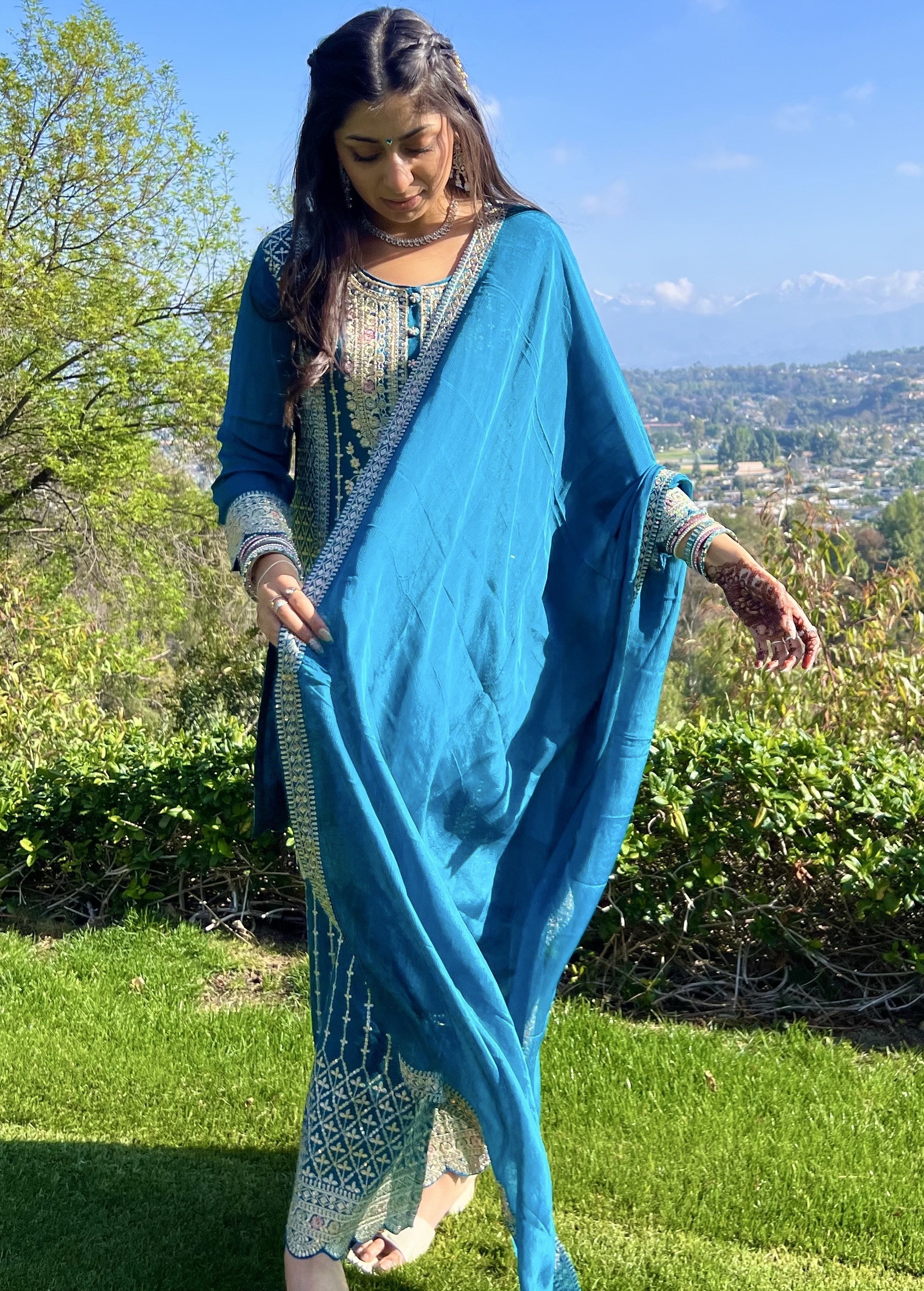 Turquoise Salwar Suit Image - 1