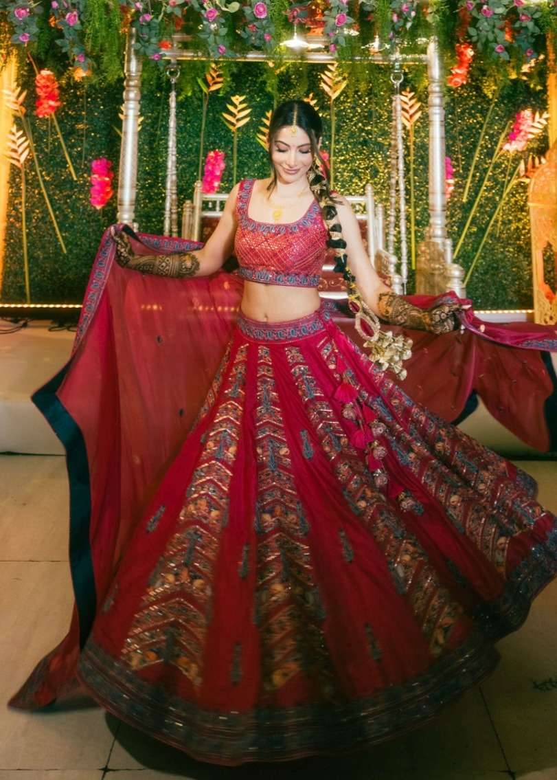 Rani Pink Embroidered Lehenga Image - 0