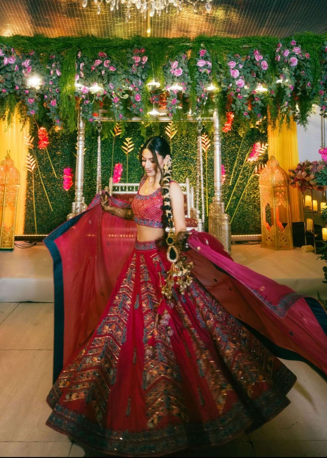 Rani Pink Embroidered Lehenga Image - 1