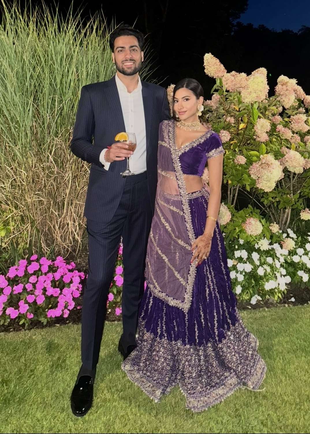Purple Velvet Lehenga Image - 0