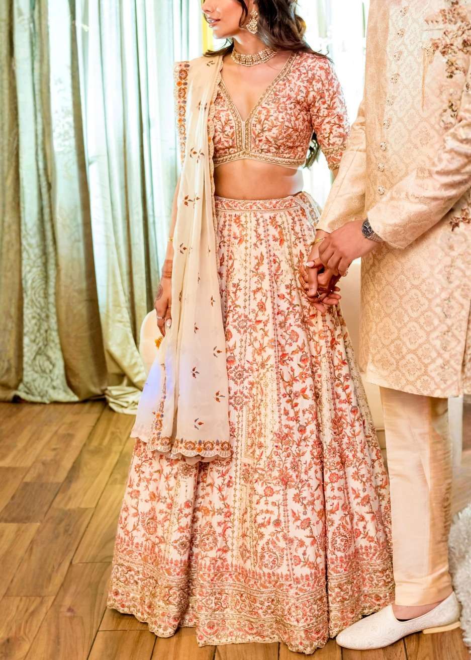 White Floral Lehenga Set Image - 3
