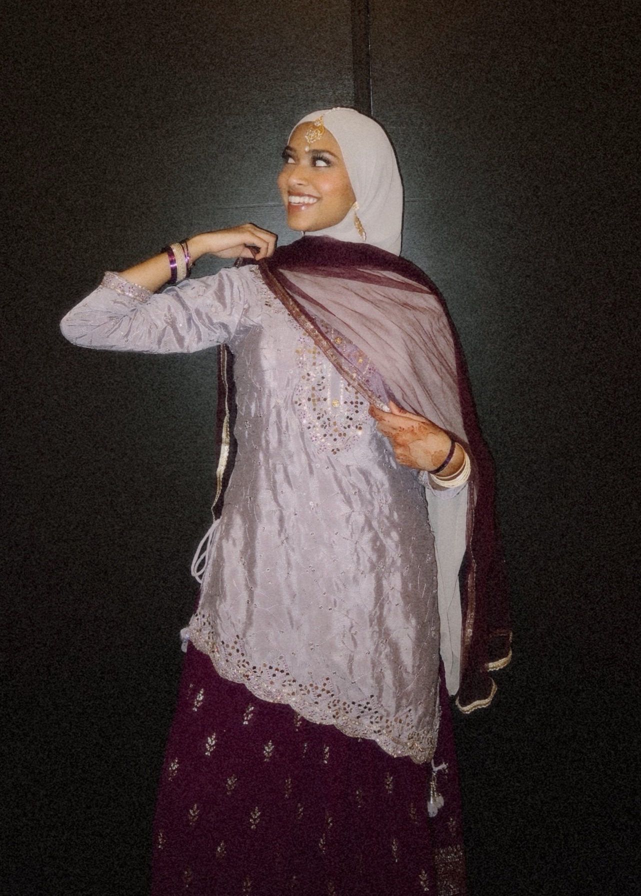 Asymmetrical Purple Lehenga Set Image - 1