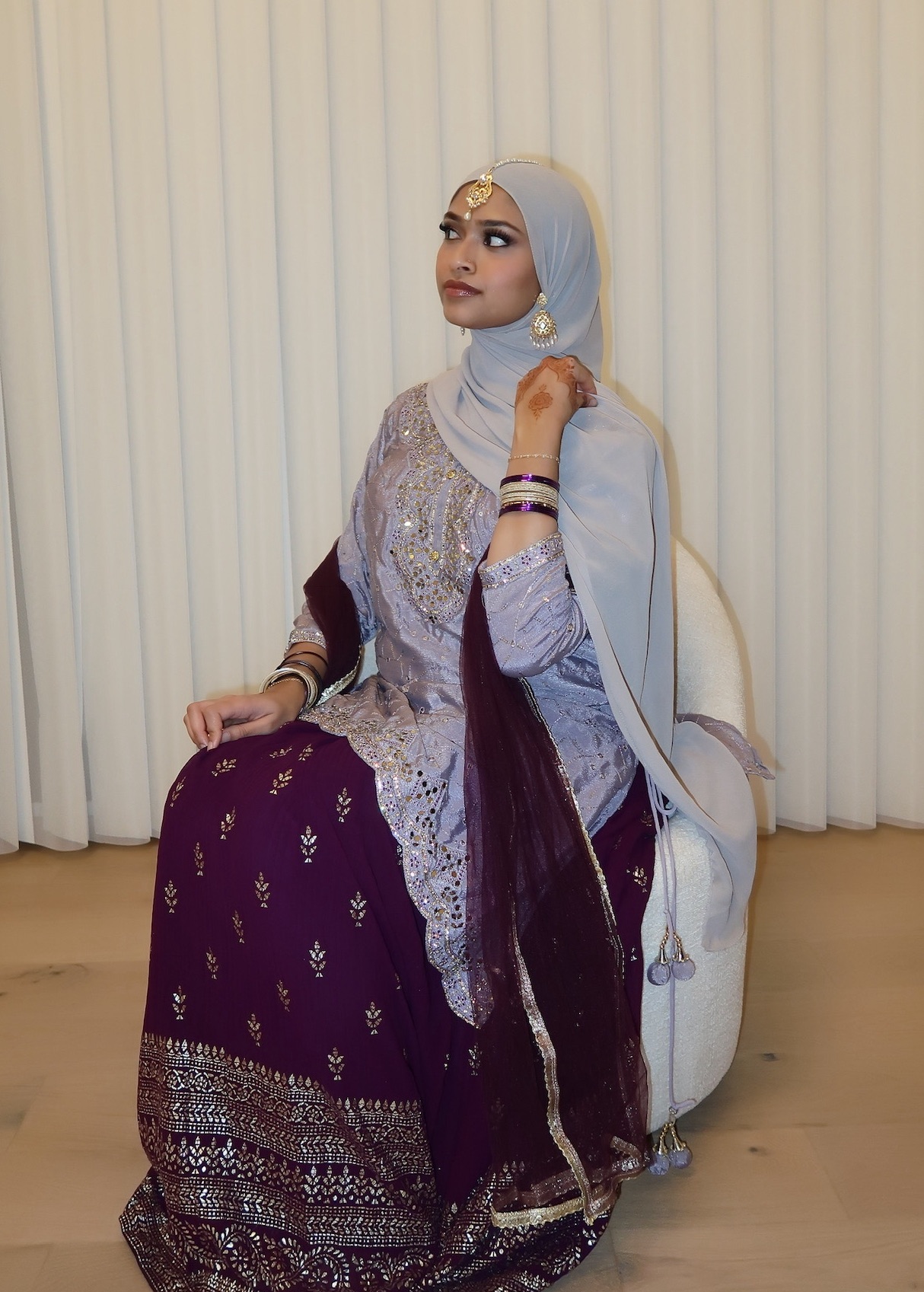 Asymmetrical Purple Lehenga Set Image - 0