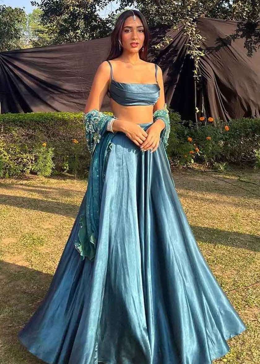 Blue Teal Skirt Set Image - 5