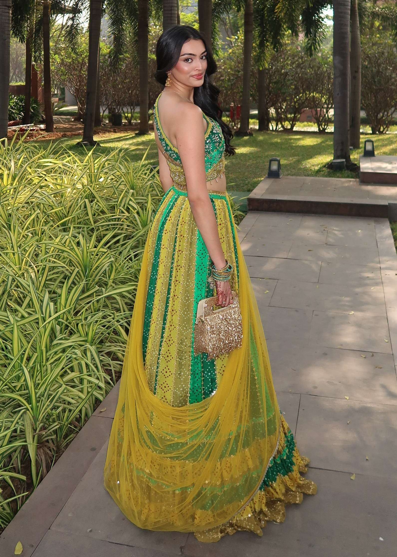 Multi-Green Panel Lehenga Image - 1