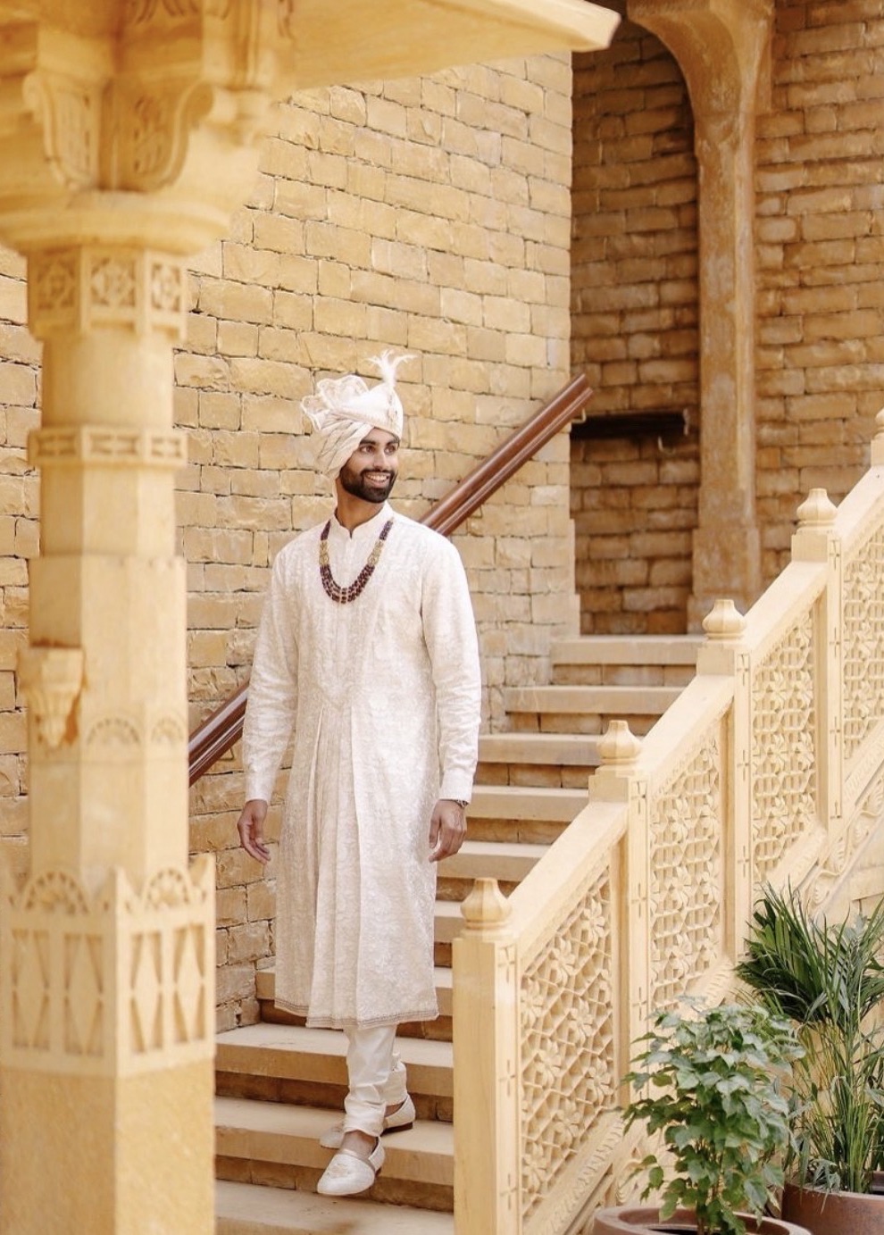 Ivory Sherwani Set Image - 3