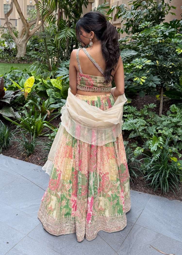 Tie-Dye One Shoulder Lehenga Image - 1