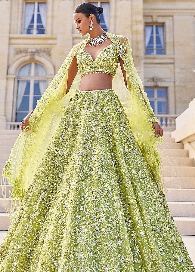 Green Sequin Lehenga Image - 4