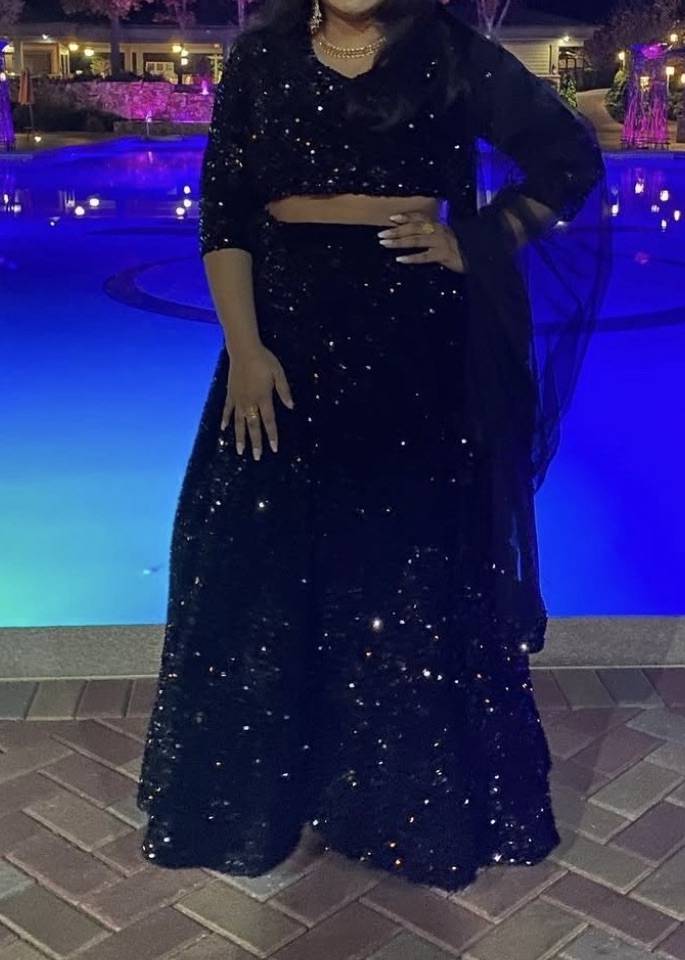 Black Sequin Lehenga Image - 5