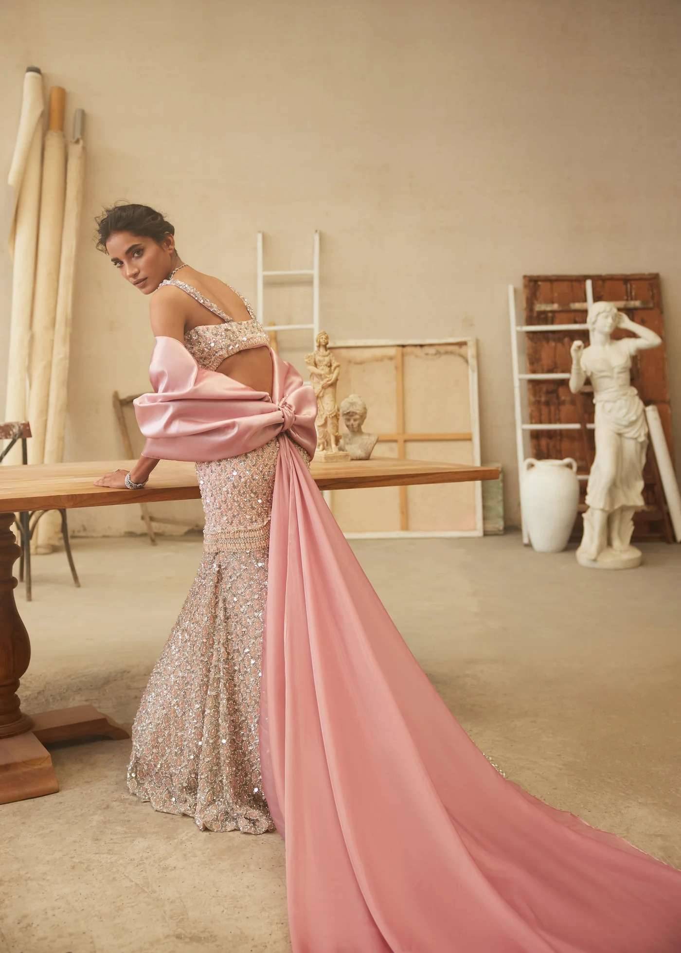 Celestial Pink Mermaid Lehenga Image - 3