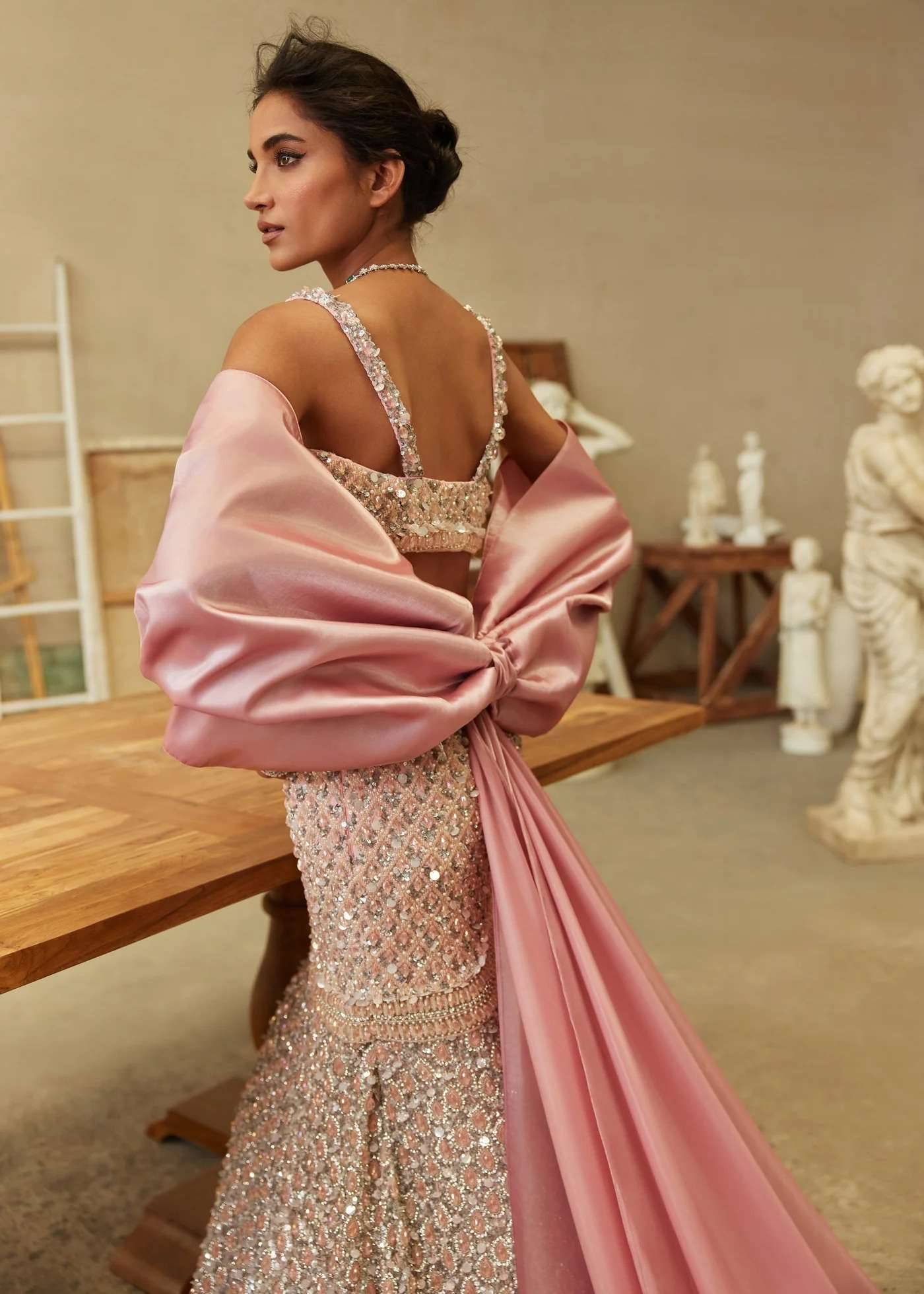 Celestial Pink Mermaid Lehenga Image - 1