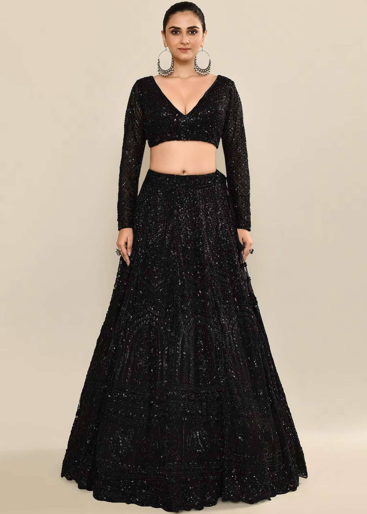 Black Sequin Lehenga Image - 1