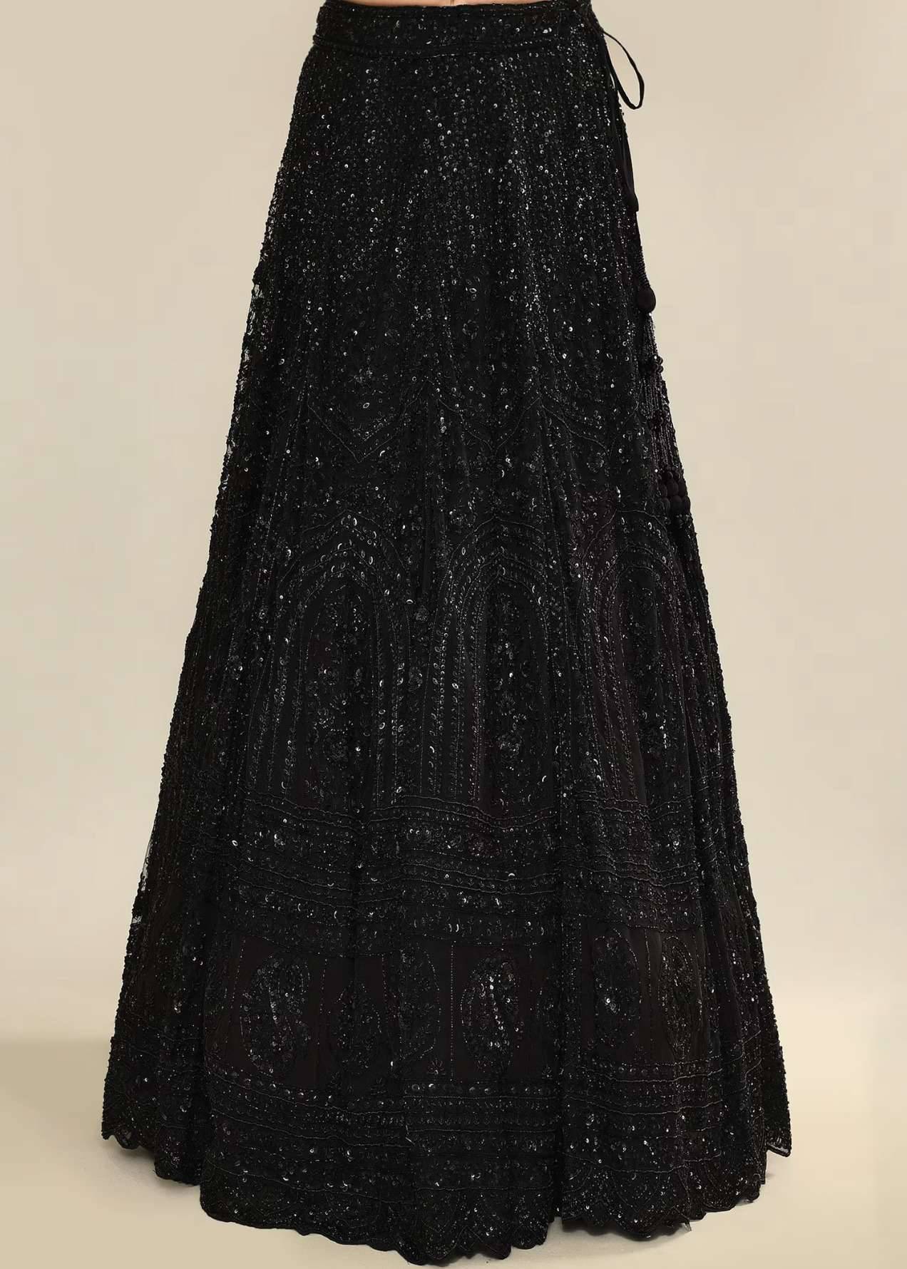 Black Sequin Lehenga Image - 4