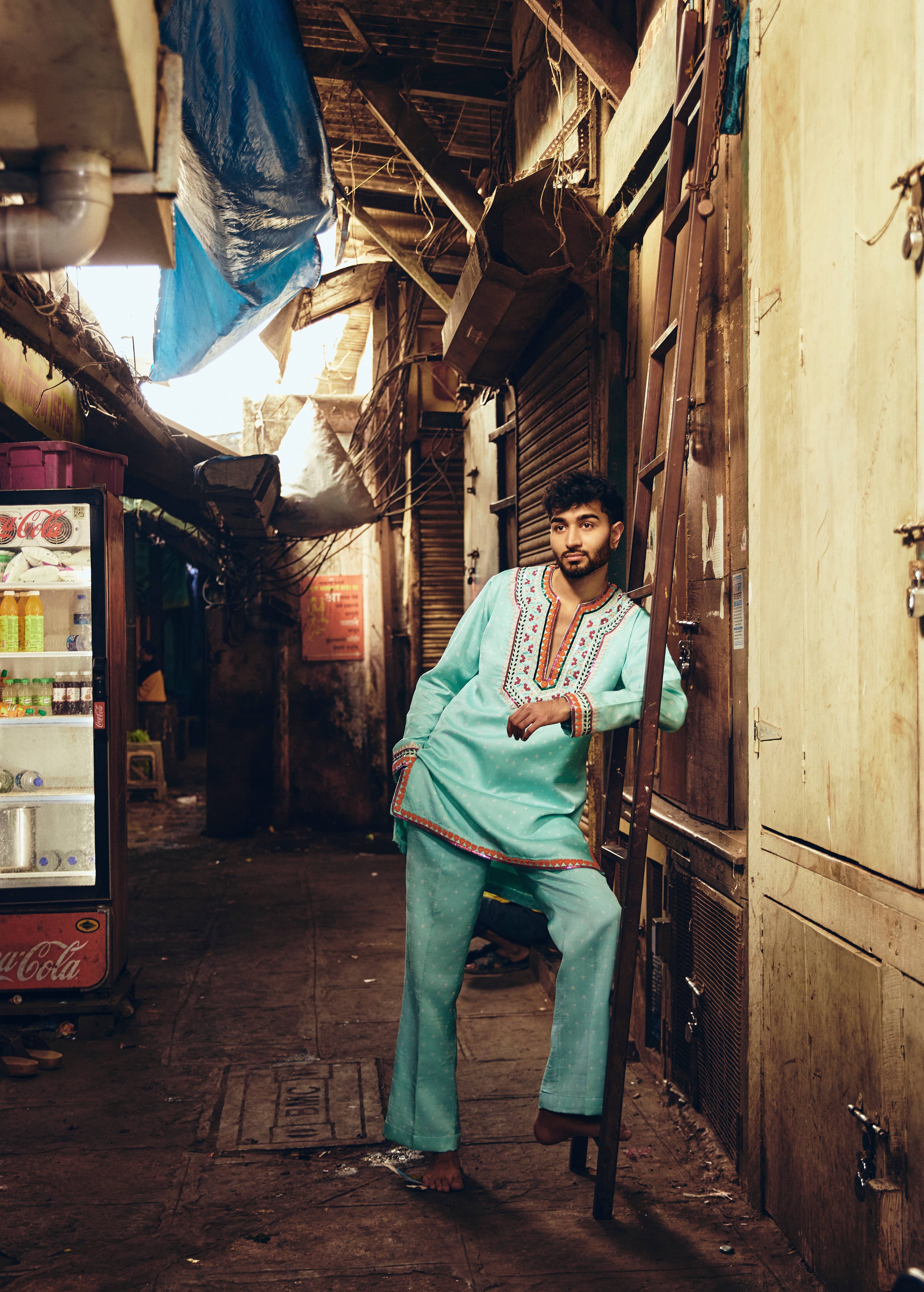 Aqua Kurta Set Image - 1