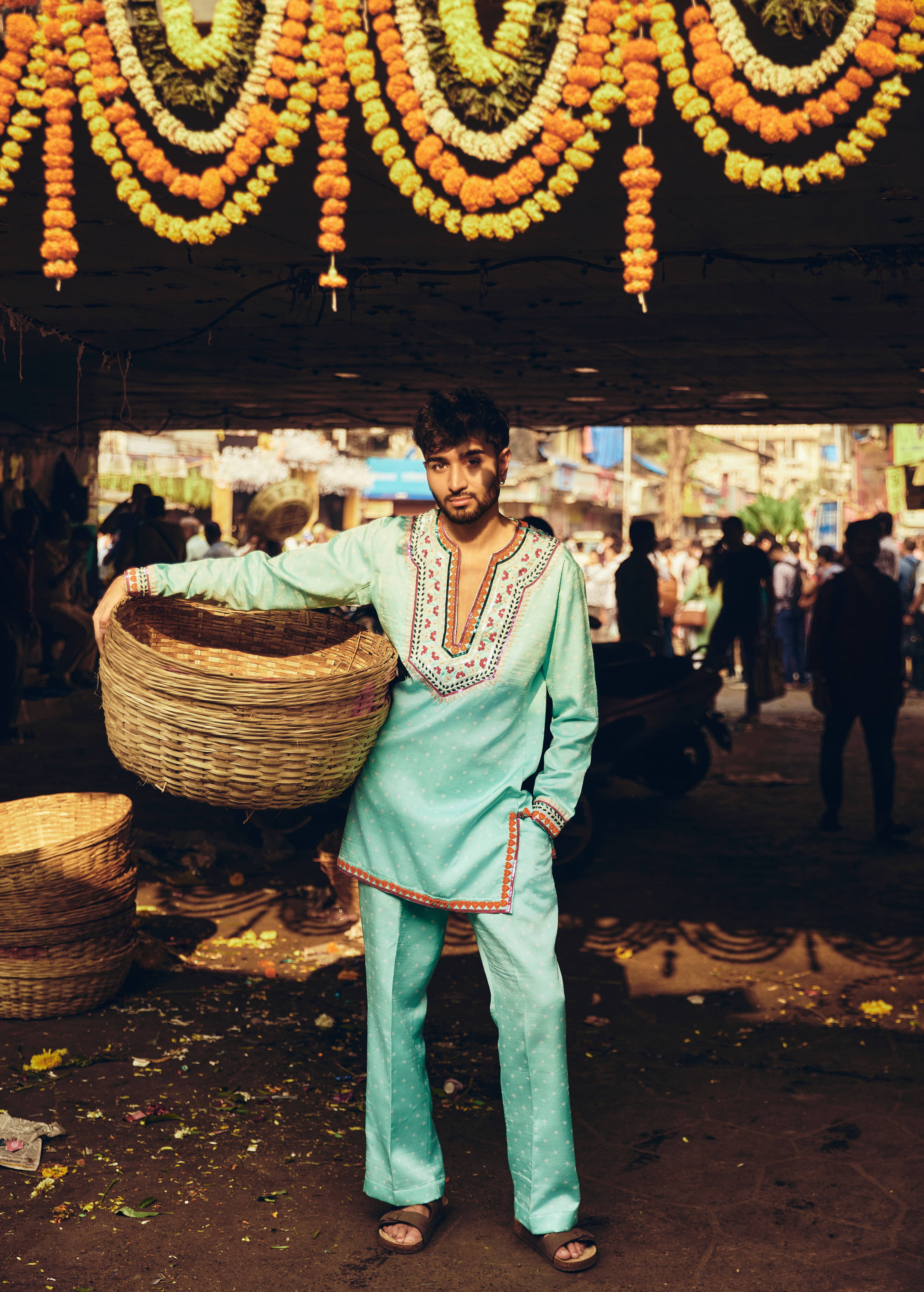 Aqua Kurta Set Image - 2