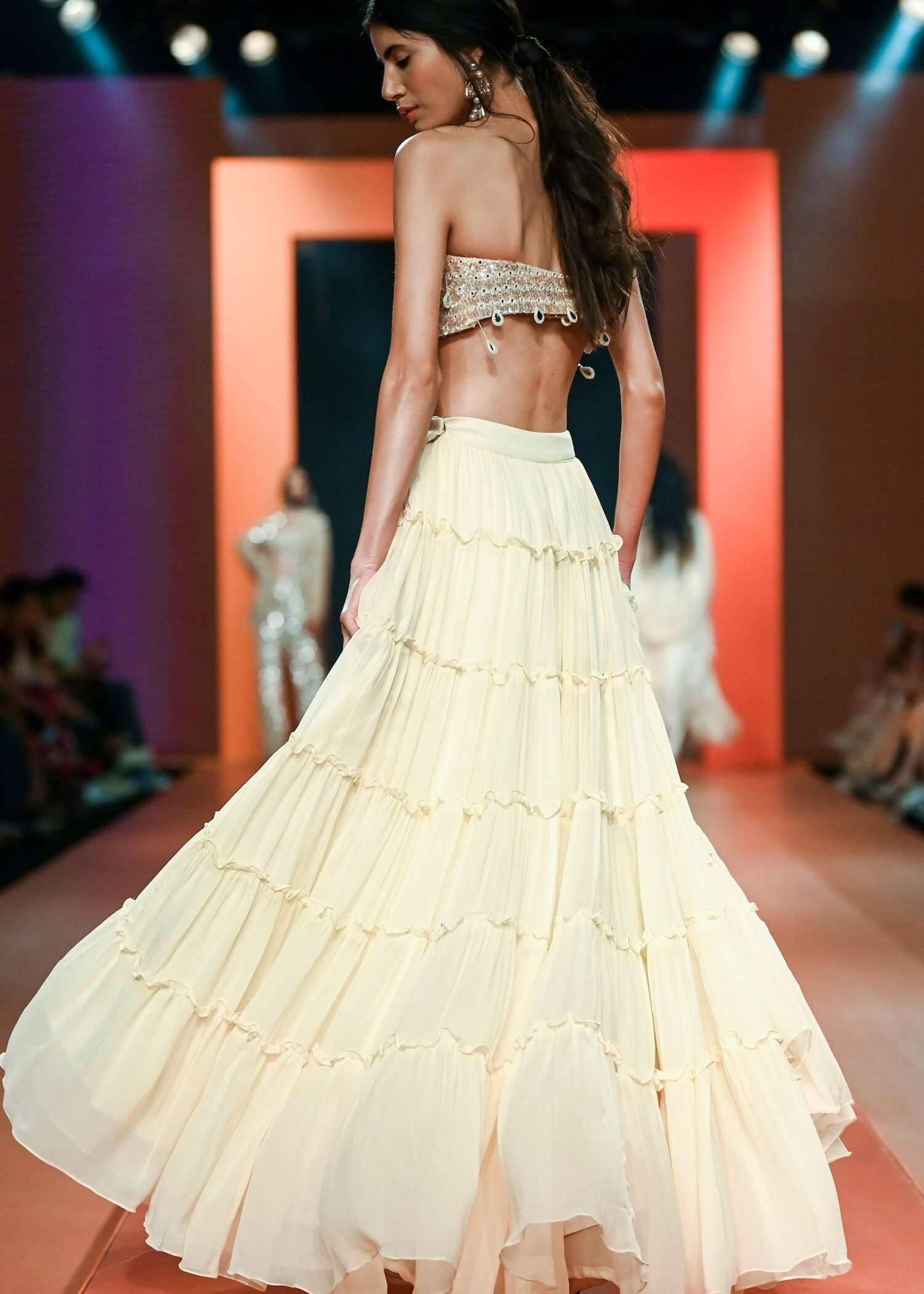 White Mirrorwork Skirt Set Image - 1