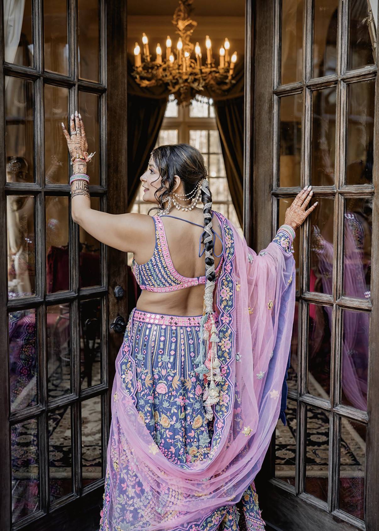 Blue Floral Lehenga Image - 2