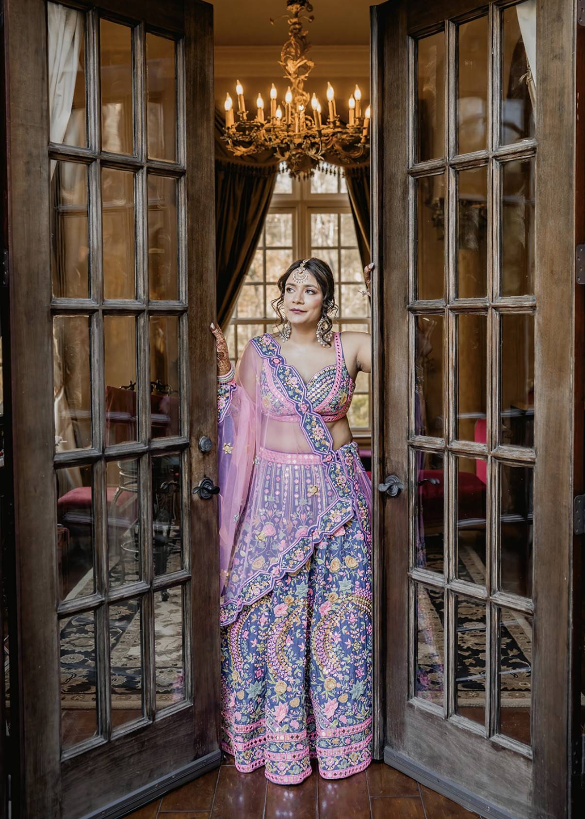 Blue Floral Lehenga Image - 1