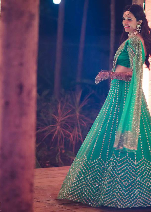 Green Gold Embellished Lehenga Image - 3