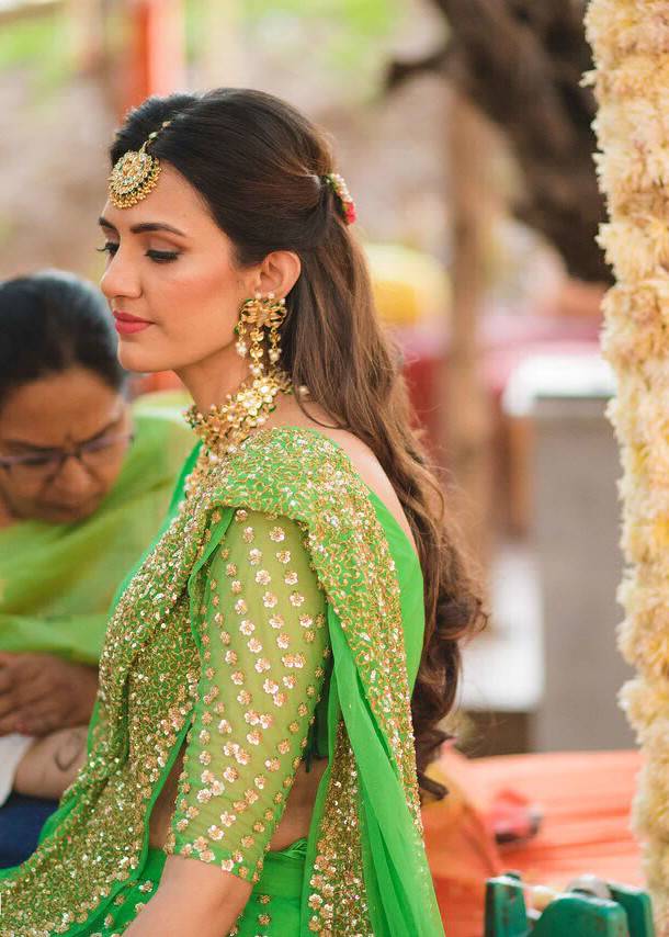 Green Gold Embellished Lehenga Image - 2
