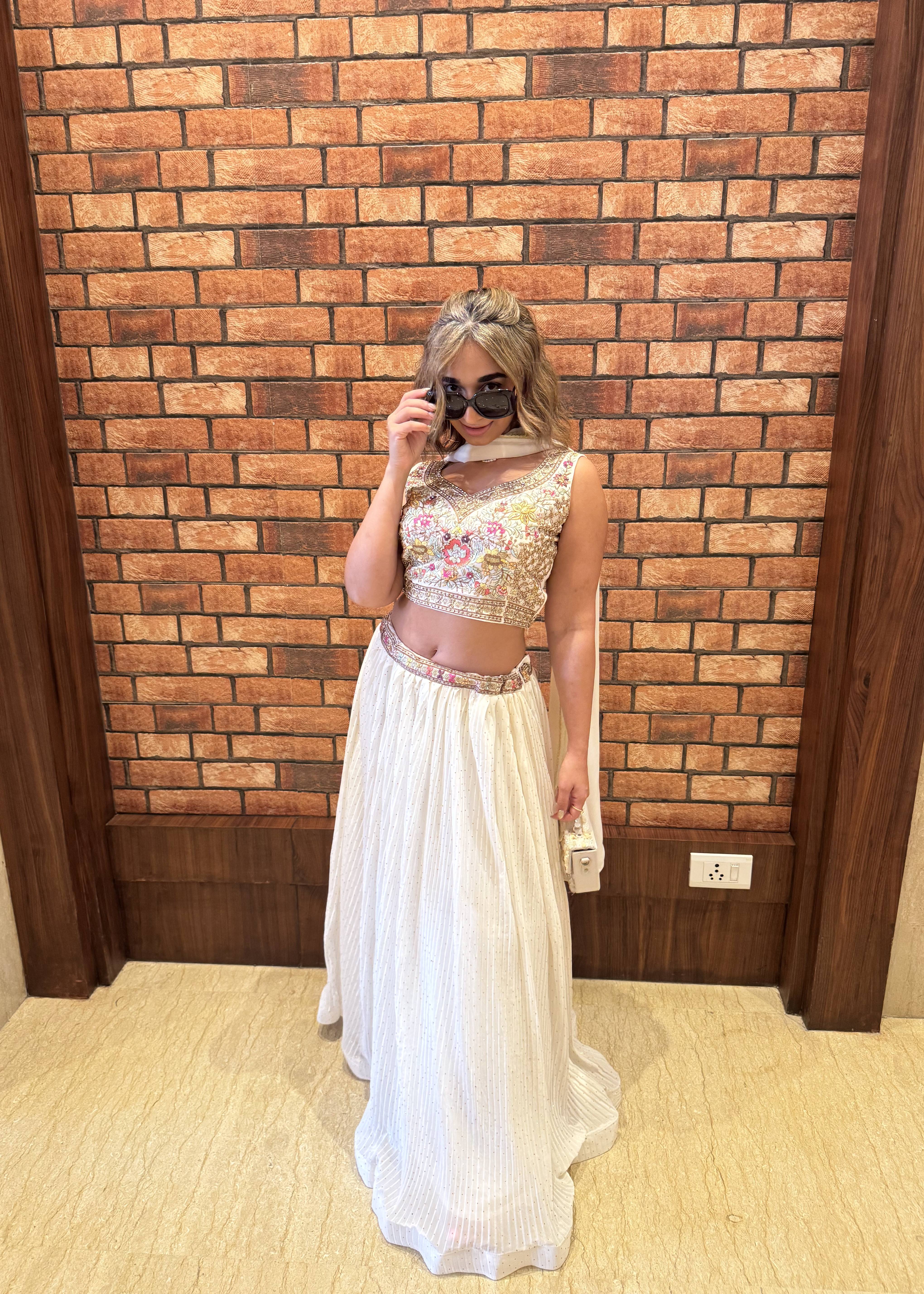 Ivory Embroidered Lehenga Image - 4