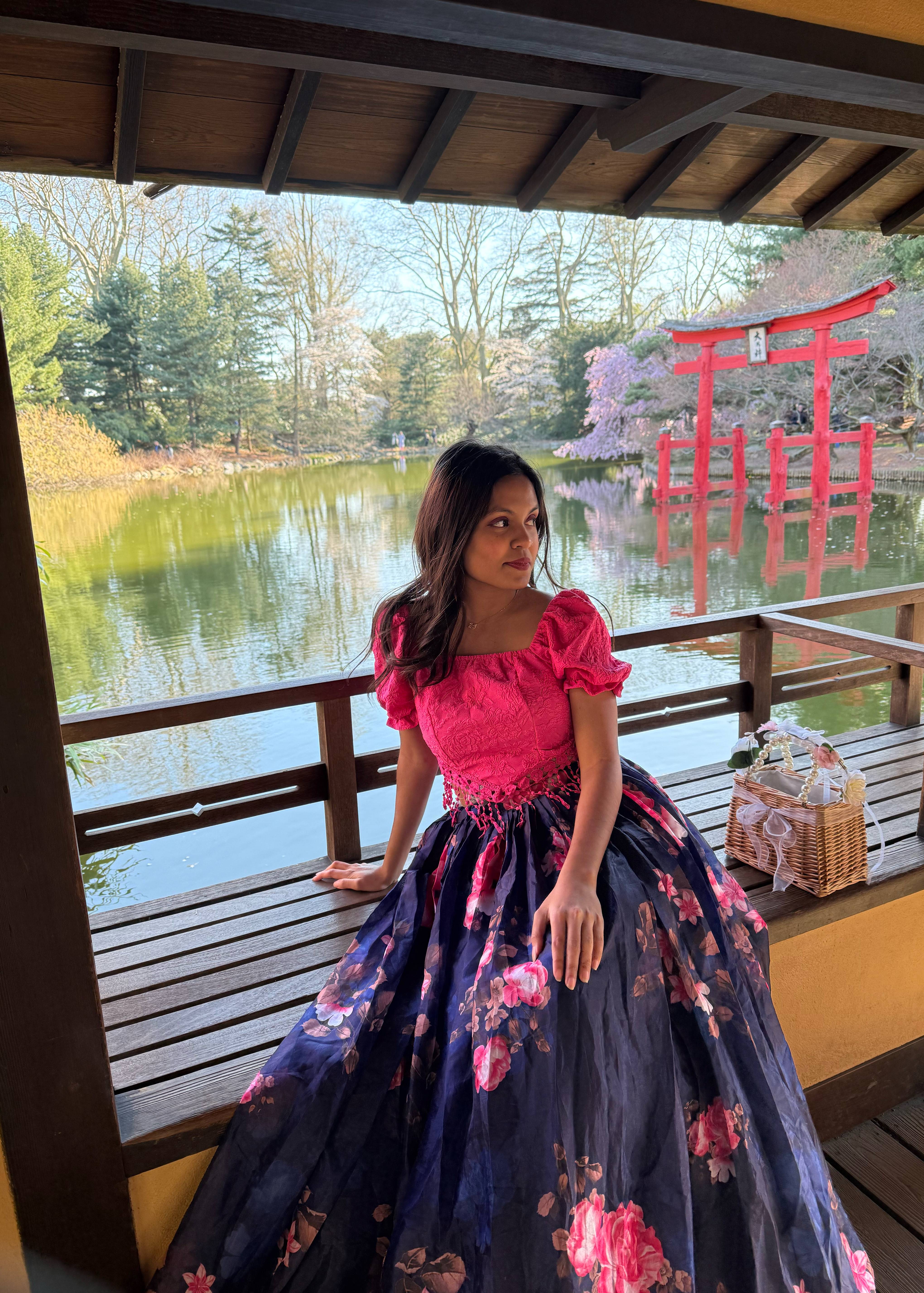 Blue Floral Skirt Set Image - 1