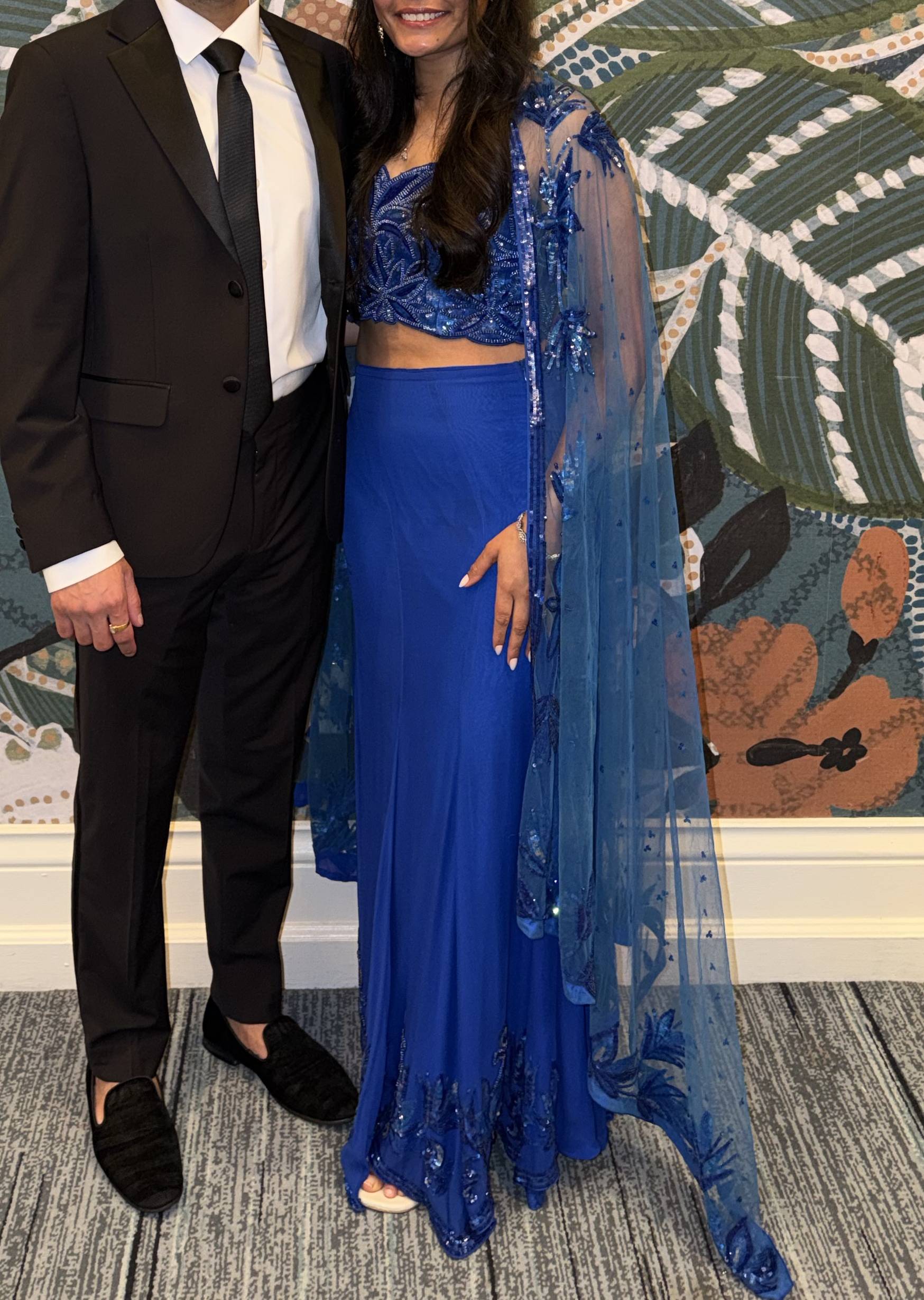 Royal Blue Sequin Lehenga Image - 1