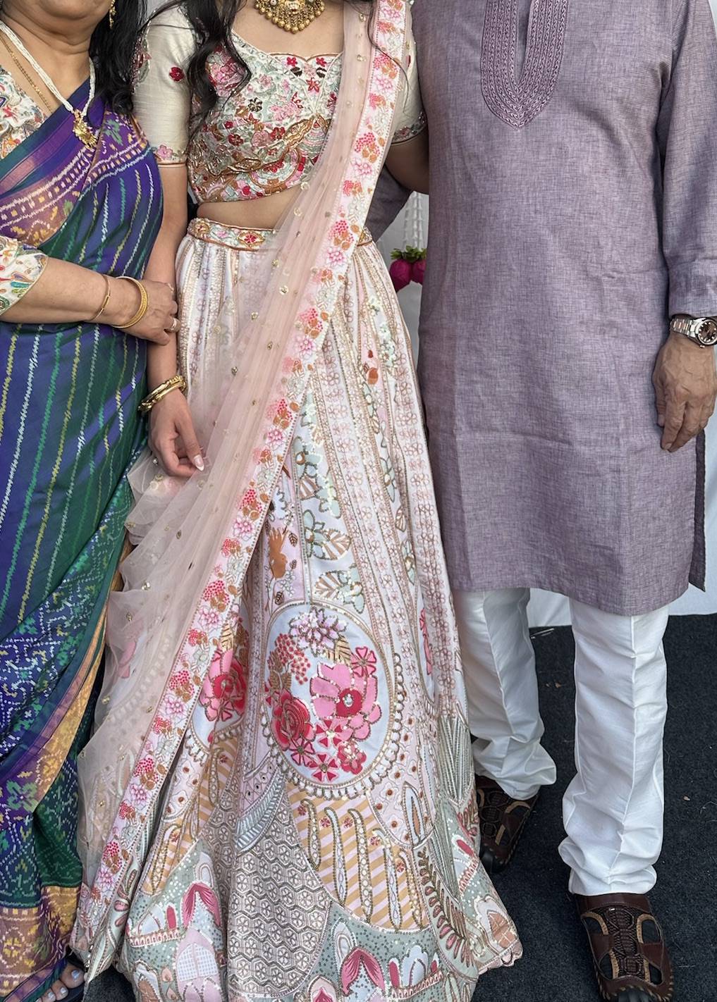 Ivory Floral Embroidered Lehenga Image - 1