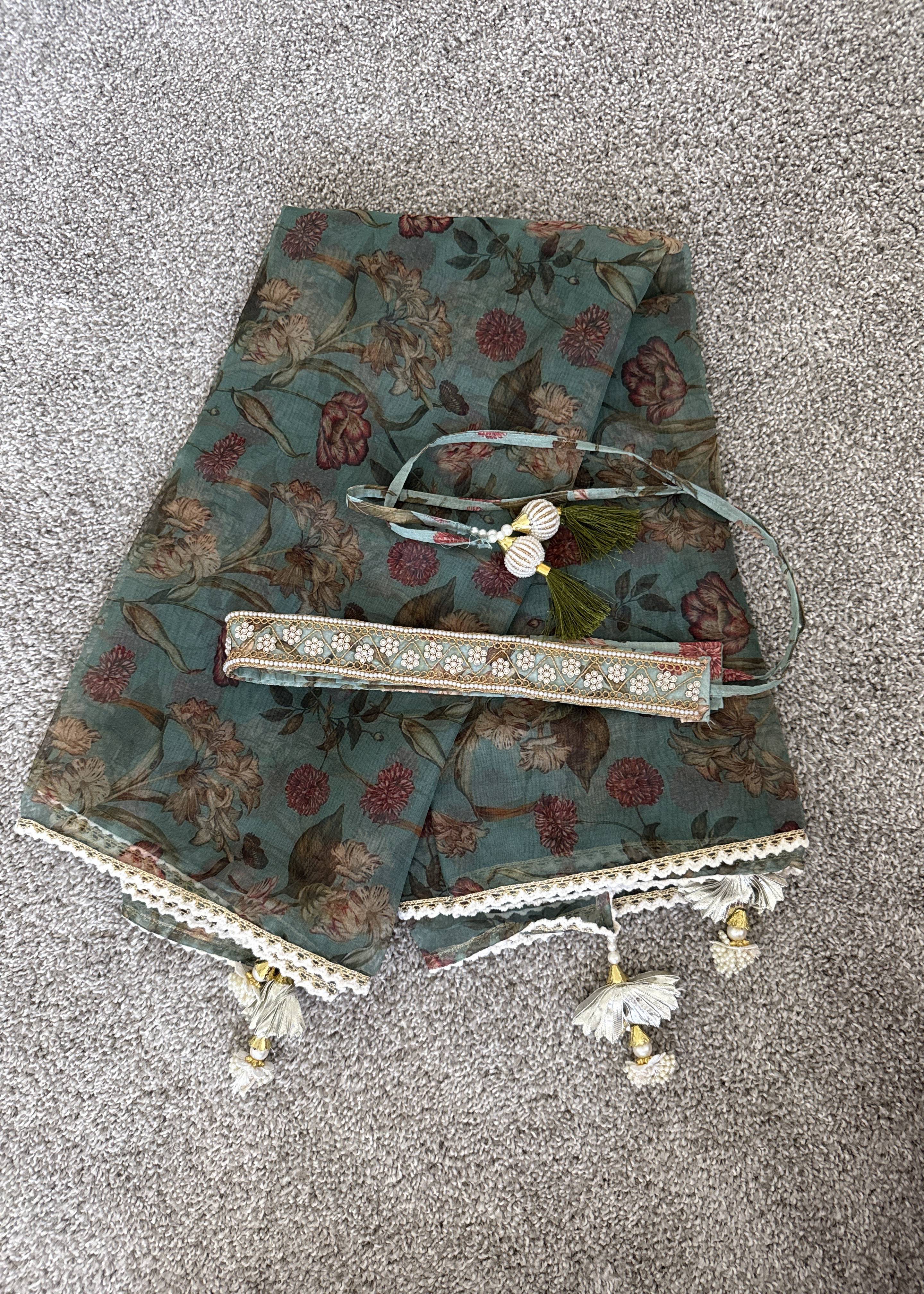 Mint Green Floral Anarkali Image - 2