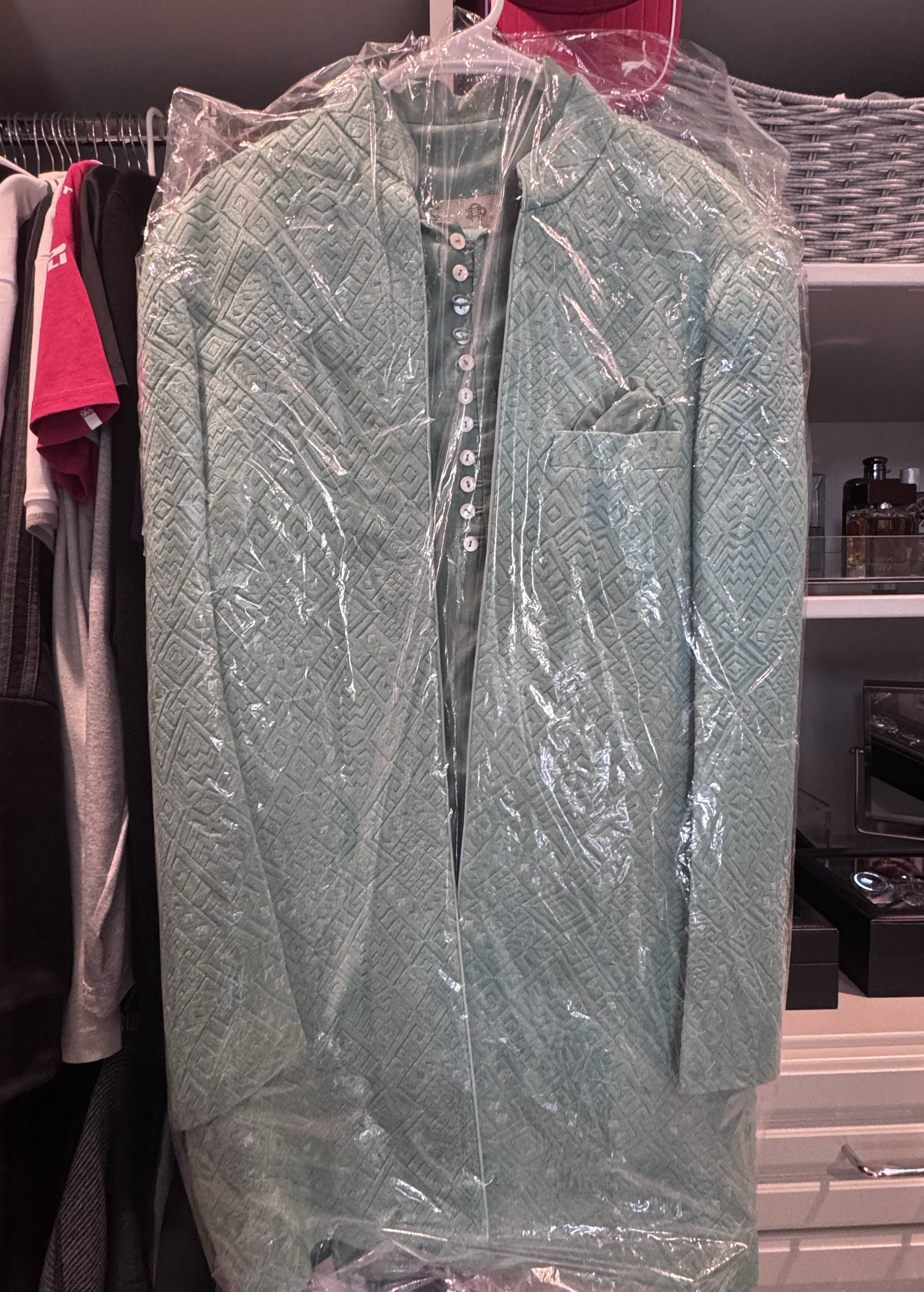 Mint Green Geometric Sherwani Image - 0